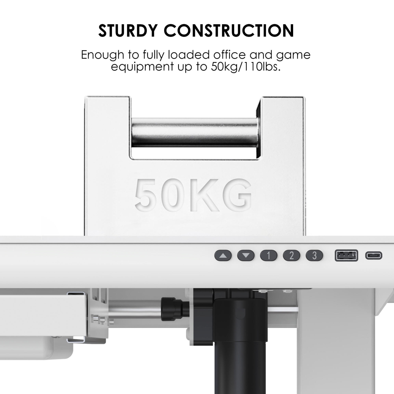 Bureau debout électrique à hauteur réglable avec dessus en verre trempé et tiroir, table de bureau ergonomique 47,2 pox23,6 po
