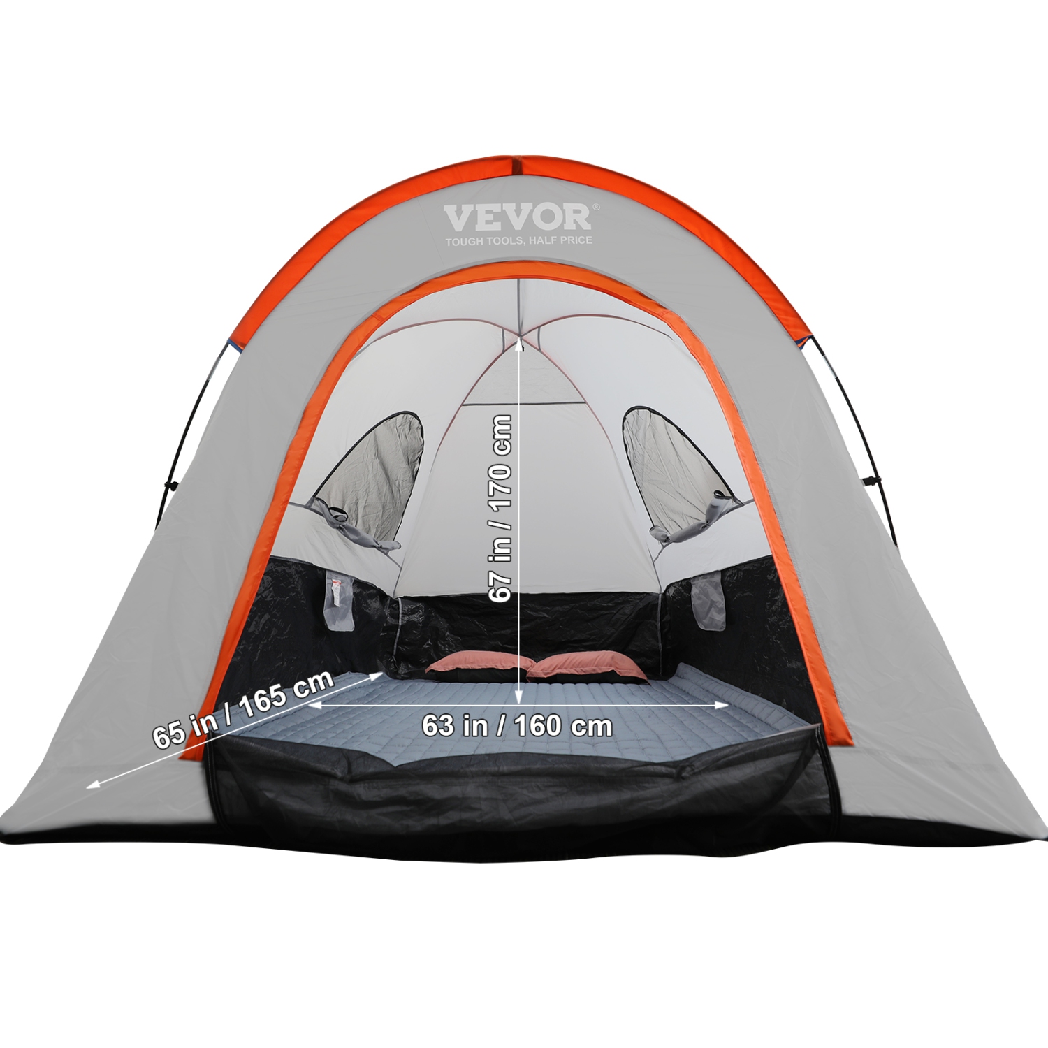 VEVOR 5.5'-6' Truck Bed Tent, Pickup Truck Tent with Rain Layer and Carry Bag, Waterproof PU2000mm Double Layer Truck Tent for Camping, Accommodate