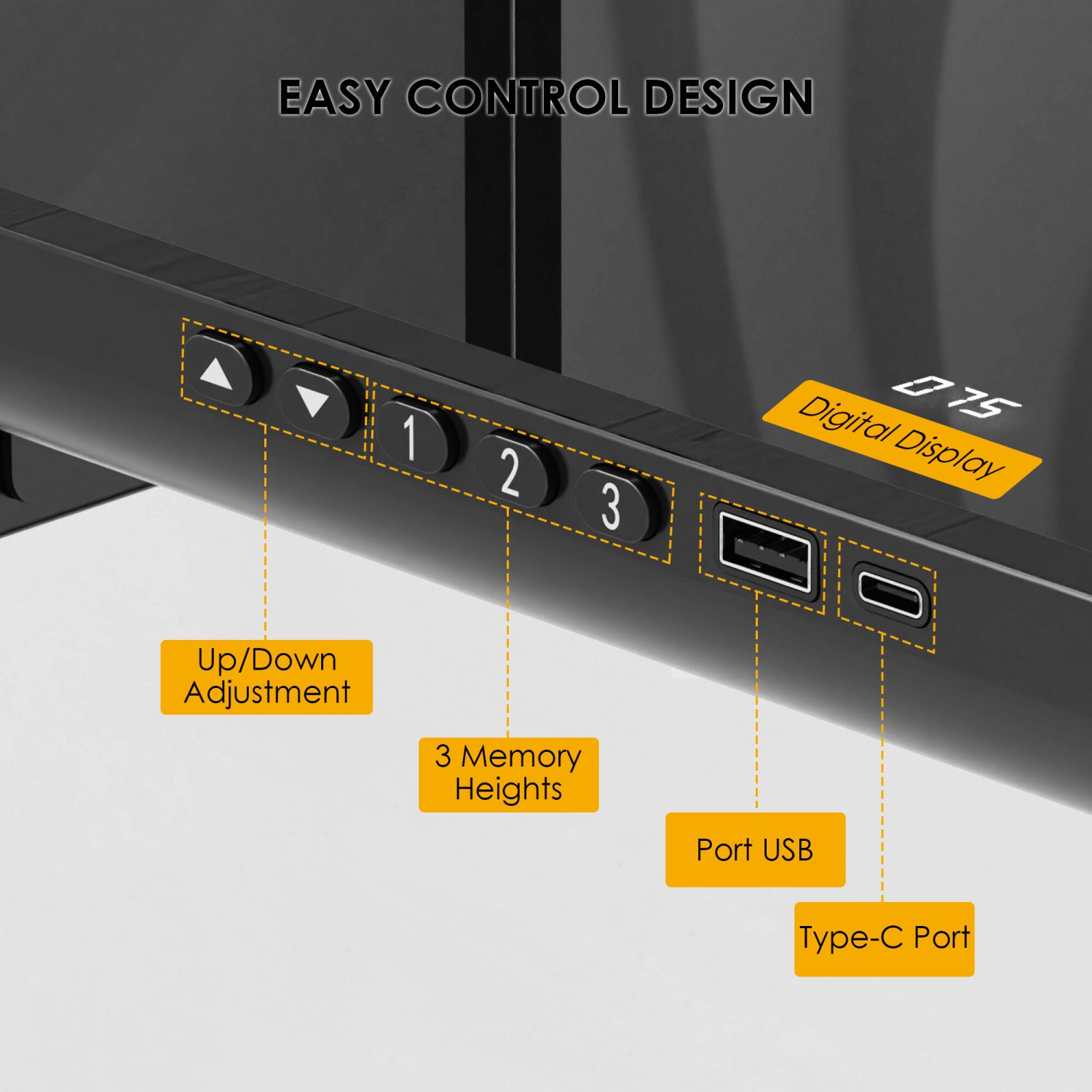 Bureau debout électrique à hauteur réglable avec dessus en verre trempé, bureau assis/debout ergonomique avec tiroir de 47,2 pox23,6 po,