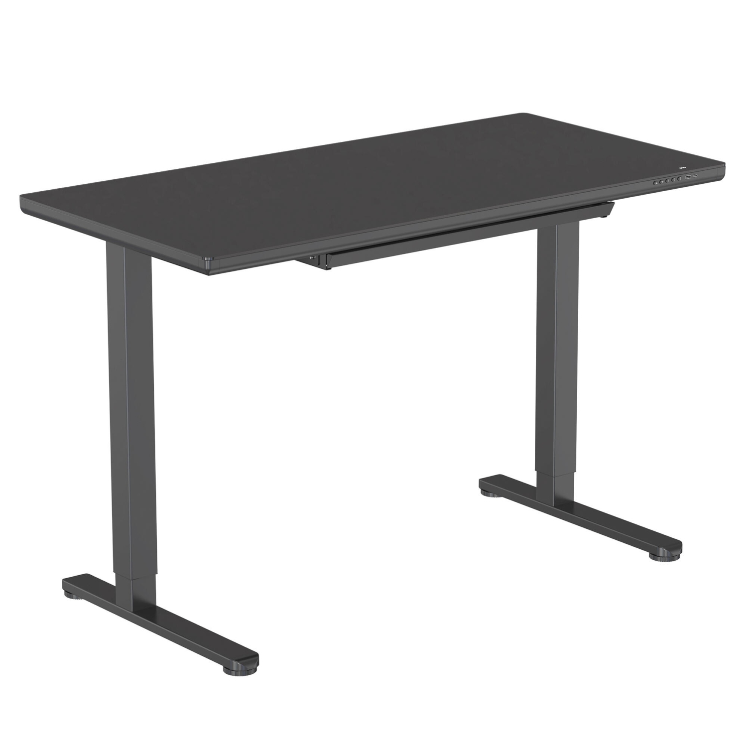 Bureau debout électrique à hauteur réglable avec dessus en verre trempé, bureau assis/debout ergonomique avec tiroir de 47,2 pox23,6 po,