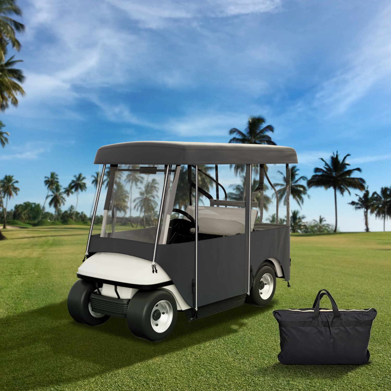 VEVOR 4-Person Golf Cart Enclosure, Golf Cart Cover, 4-Sided Fairway Deluxe, 300D Waterproof Driving Enclosure with Transparent Windows, Fit for