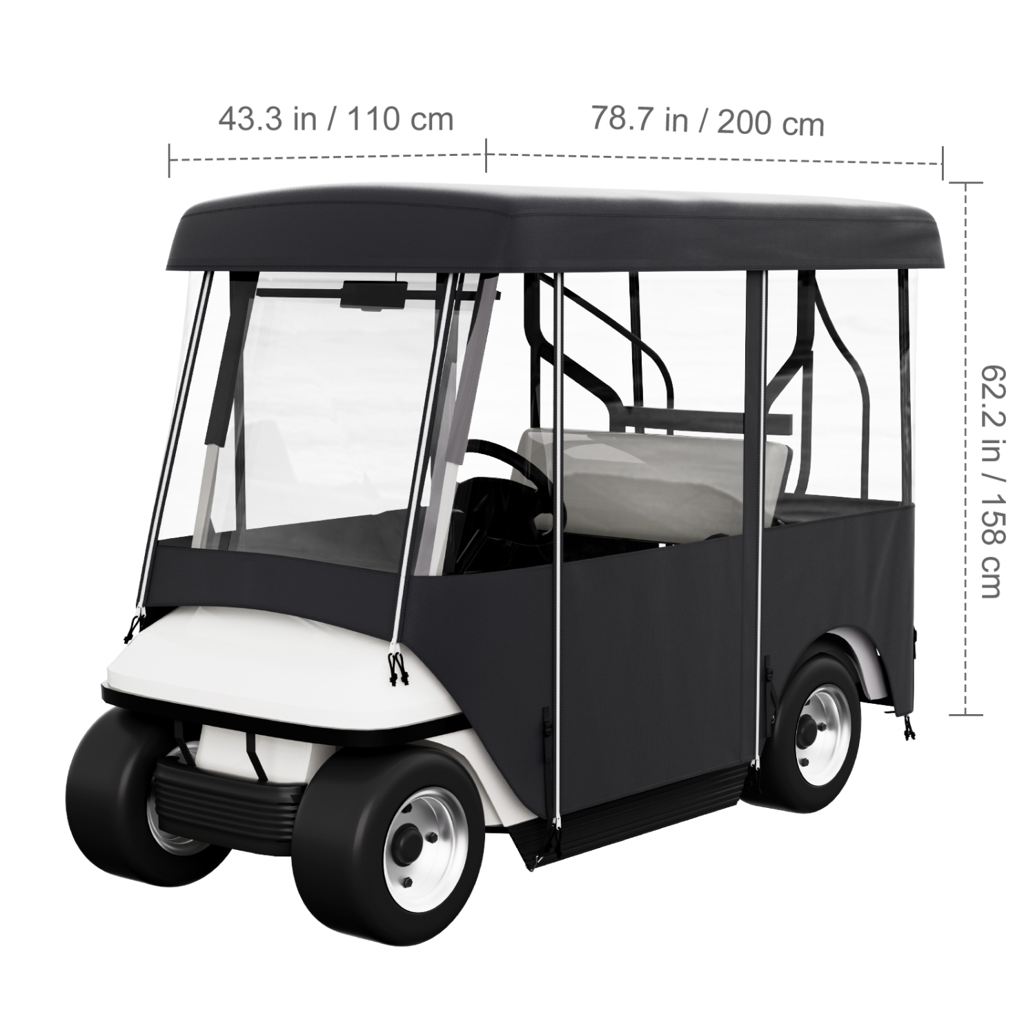 VEVOR 4-Person Golf Cart Enclosure, Golf Cart Cover, 4-Sided Fairway Deluxe, 300D Waterproof Driving Enclosure with Transparent Windows, Fit for