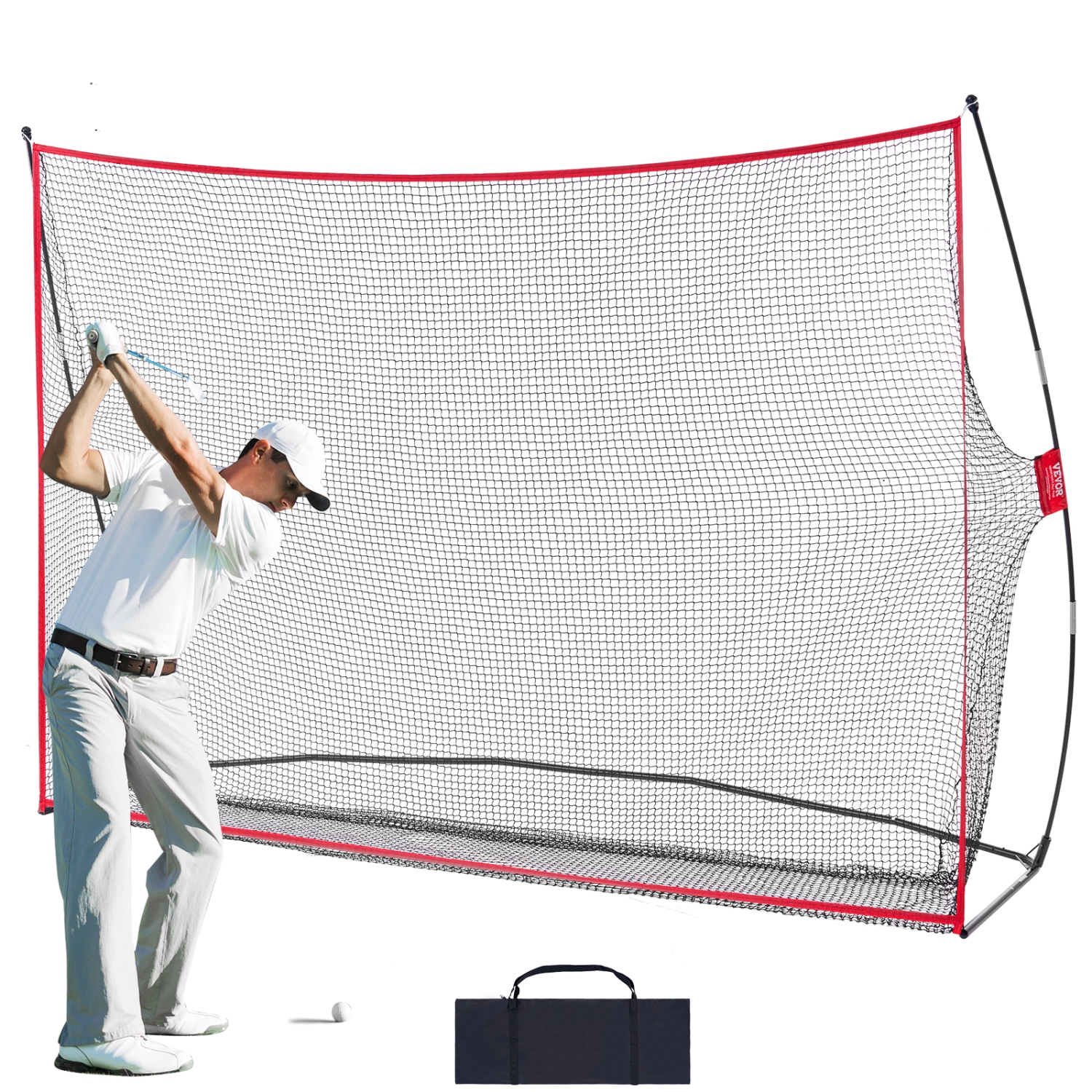 VEVOR 10.8x7ft Golf Practice Hitting Net, Personal Driving Range for Indoor Outdoor Use,Portable Home Golf Aid Net with Solid Fiberglass Frame and