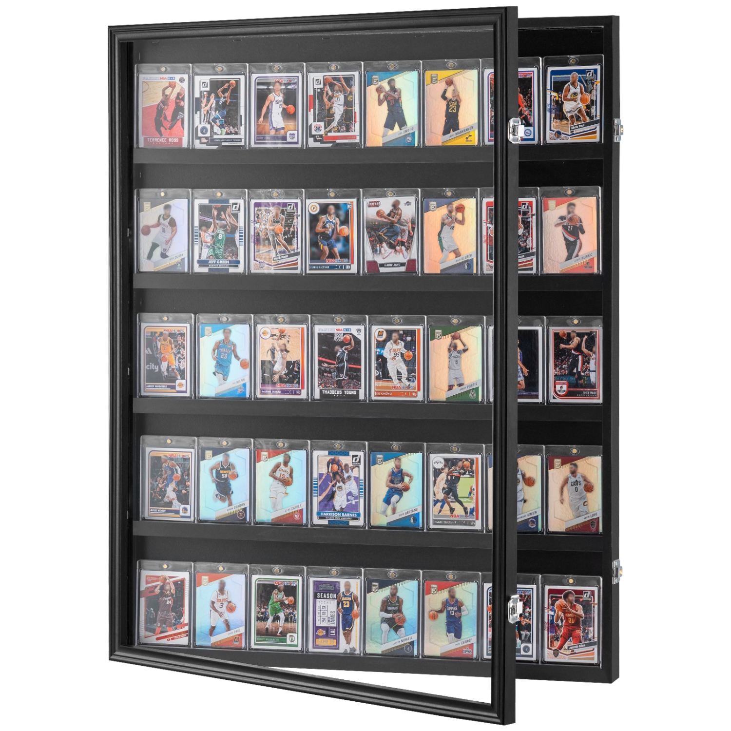VEVOR 24.3x30.5x2.1 in 35 Graded Sports Card Display Case, Baseball Card Display Frame with 98% UV Protection Clear View PC Glass, Lockable Wall