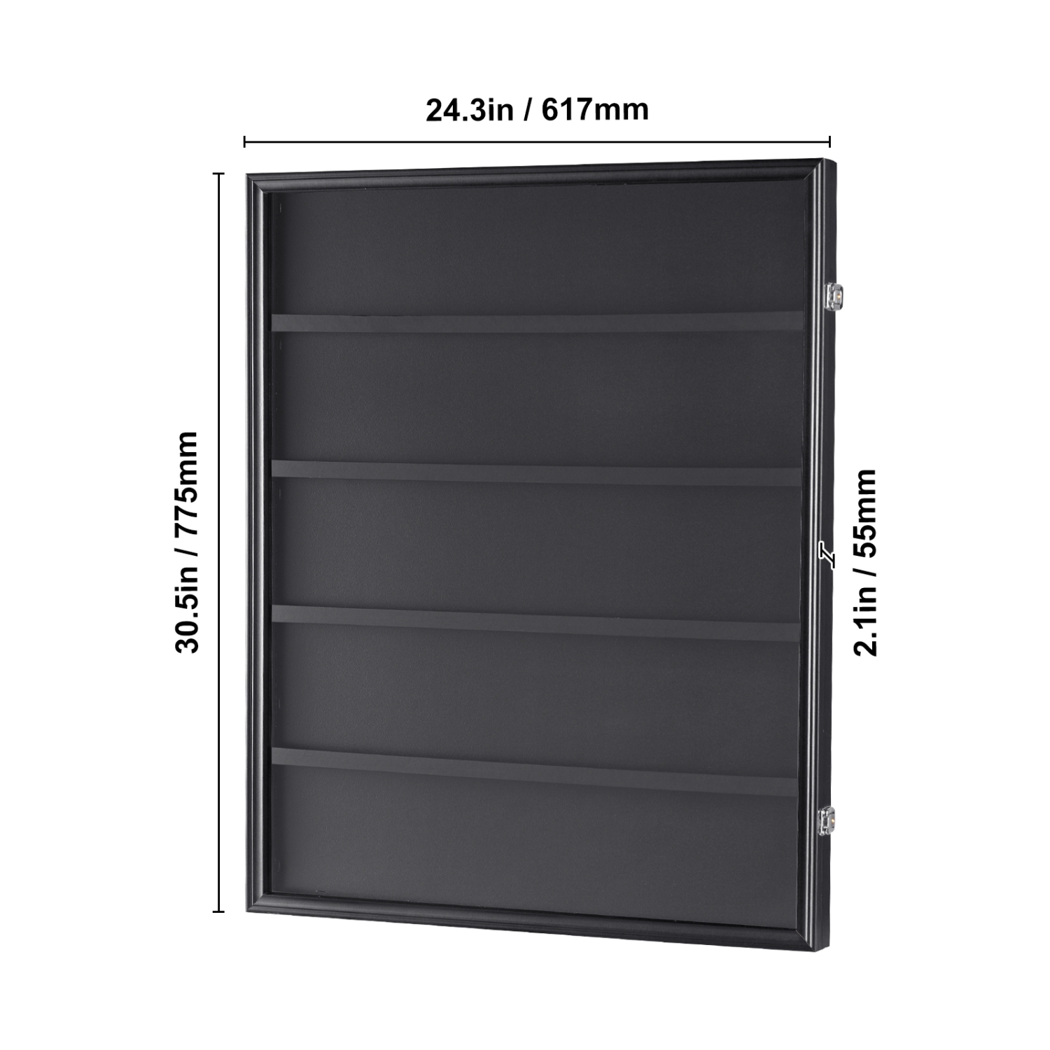 VEVOR 24.3x30.5x2.1 in 35 Graded Sports Card Display Case, Baseball Card Display Frame with 98% UV Protection Clear View PC Glass, Lockable Wall