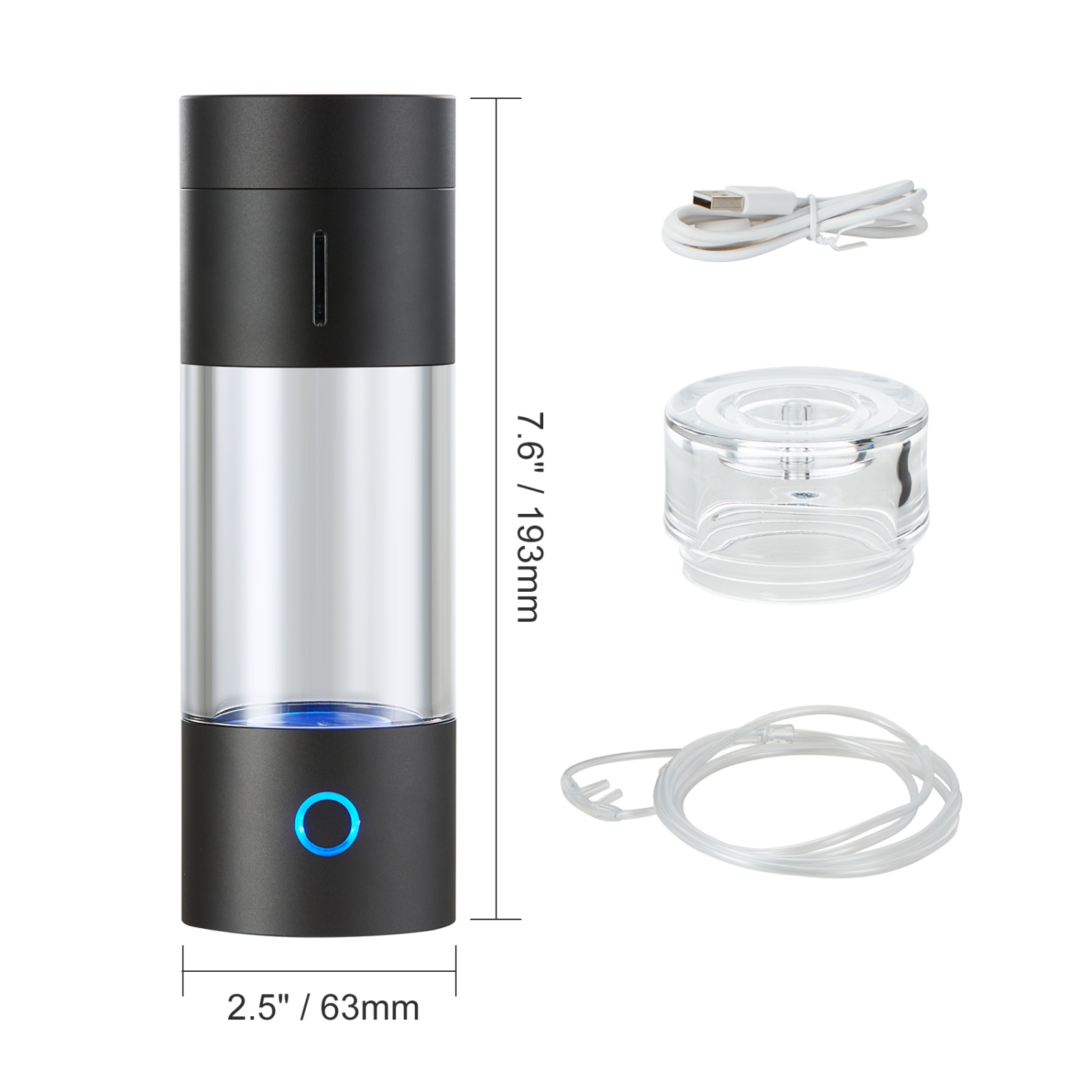 VEVOR 230 ml / 8.1 oz Hydrogen Water Bottle Generator,Portable Hydrogen Water Maker, SPE Technology Hydrogen Rich Water Ionizer Machine with Nasal