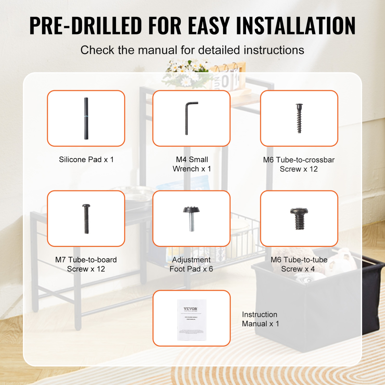 VEVOR Pet Feeding Station with Storage, Elevated Dog Bowls, Raised Dog Bowl Stand, Dog Food Storage and Feeder Station with Storage Shelves, for