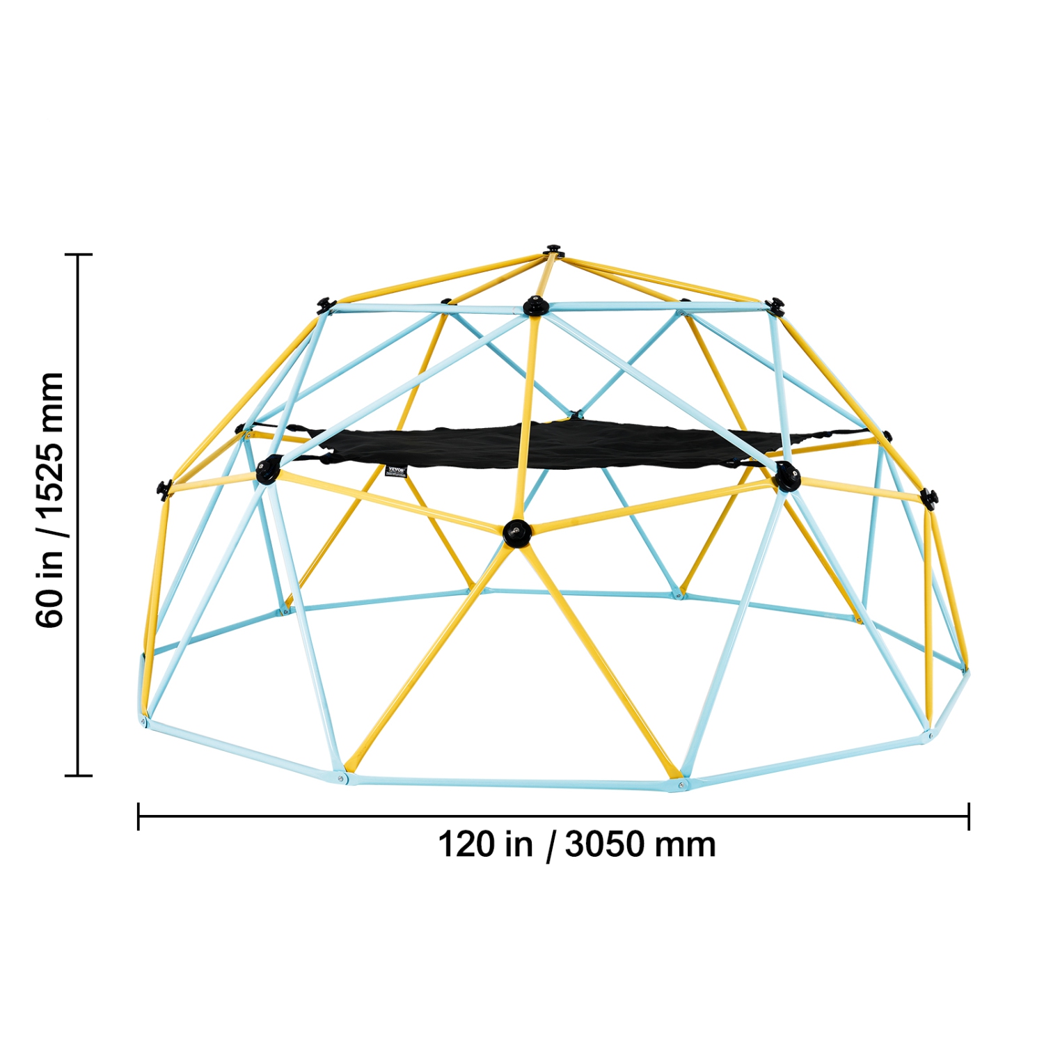Dôme d'escalade VEVOR, pour enfants de 3 à 10 ans, dôme d'escalade géométrique de 10 pi avec hamac et balançoire, Jungle Gym supporte 750 lb, avec