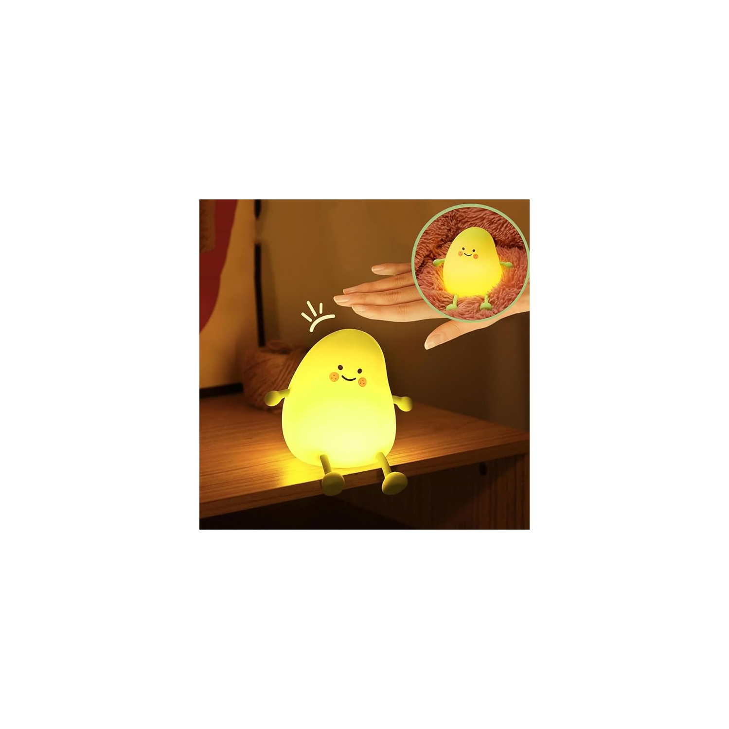 Veilleuse rechargeable pour enfants - lampe de mangue à commande tactile avec 3 niveaux de luminosité, protection oculaire, 1200&nbsp;mAh pile AAA