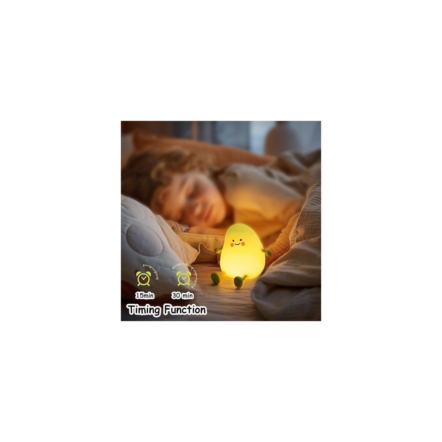 Veilleuse rechargeable pour enfants - lampe de mangue à commande tactile avec 3 niveaux de luminosité, protection oculaire, 1200&nbsp;mAh pile AAA