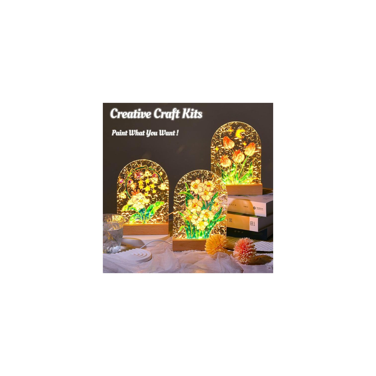 DIY Paint Your Own Night Light - Arts and Craft Kits for Kids Ages 6, 7, 8, 9, 10, 11, 12+ Teen Adult(Colors)