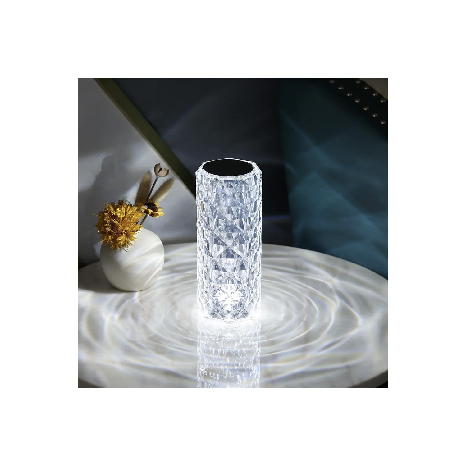 Portable Crystal Table Lamp,3 Color Touch Control Rechargeable Lamp,Crystal Bedside Lamp,Night Light,Room Decor Desk Lamp