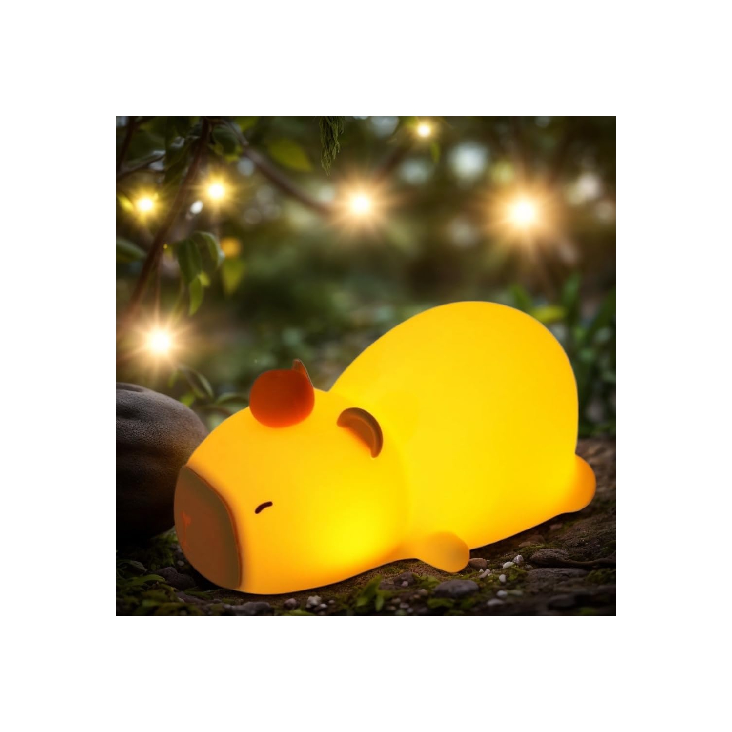 Night Light for Kids - 7 Color Changing BPA-Free Silicone Lamp with Touch Control, Eye Protection, Rechargeable Battery for Bedroom(Sleeping Capybara)