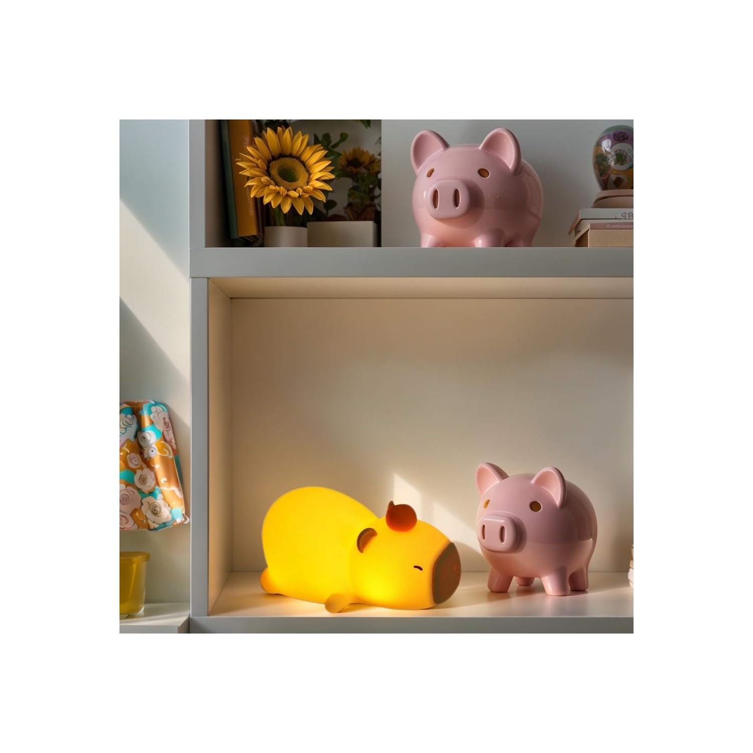 Night Light for Kids - 7 Color Changing BPA-Free Silicone Lamp with Touch Control, Eye Protection, Rechargeable Battery for Bedroom(Sleeping Capybara)