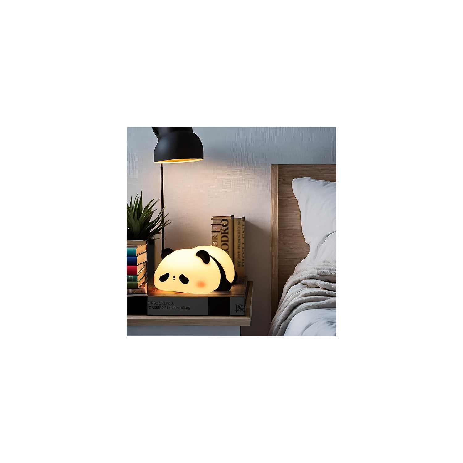 Rechargeable Cloud + Panda Night Light, LED Cute Lamp with 3 Level Dimmable Bedside Touch Lamp