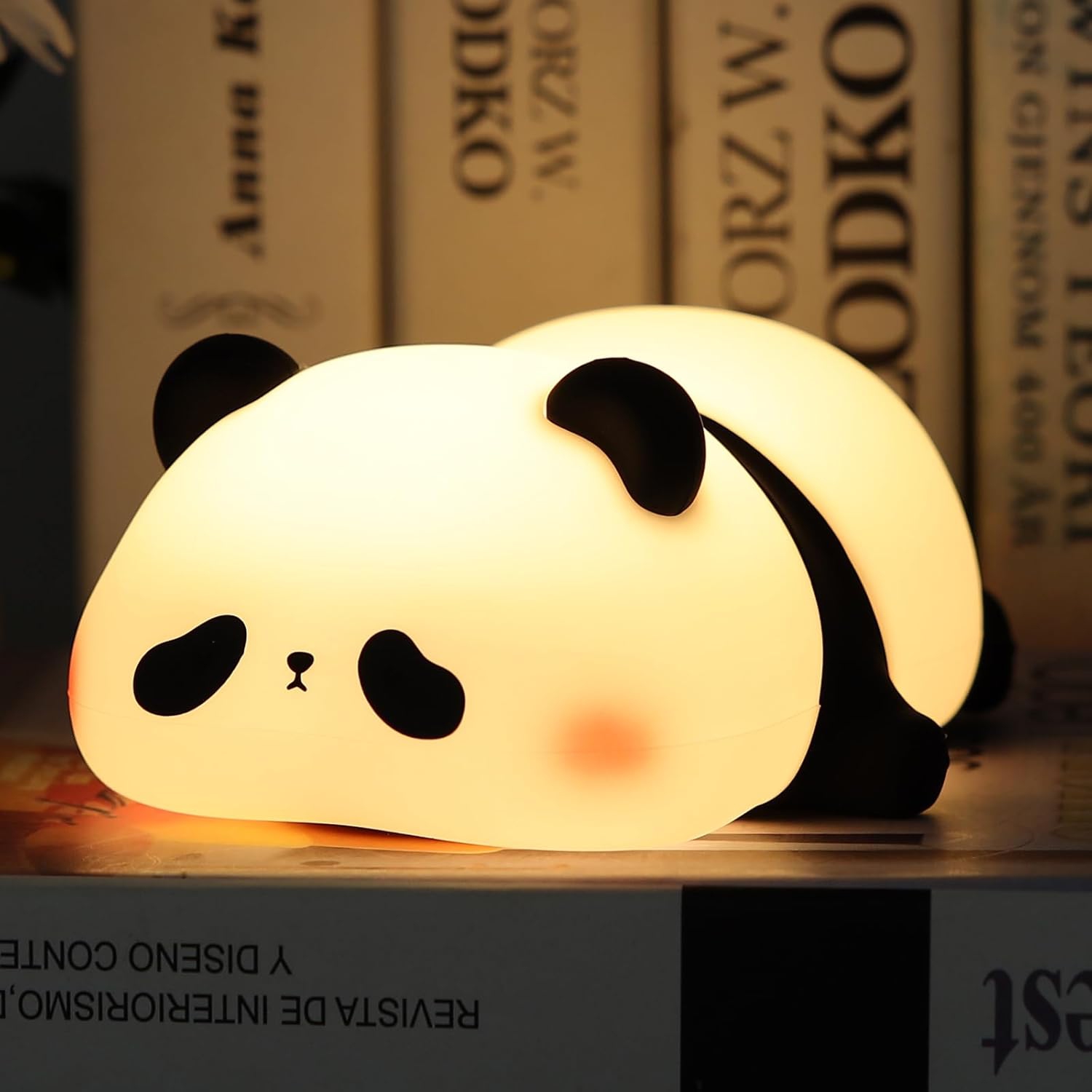 Rechargeable Cloud + Panda Night Light, LED Cute Lamp with 3 Level Dimmable Bedside Touch Lamp
