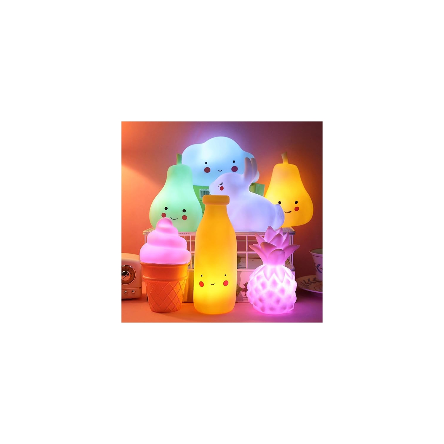 Veilleuse émaillée créative de Caricature – Décorations lumineuses pour chambre de poupée, veilleuse de sécurité pour enfants, jouets lumineux