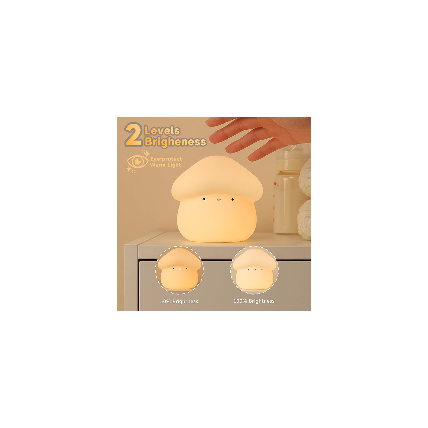 Veilleuse champignon pour enfants, lampe champignon en silicone avec minuterie, 2 niveaux d'intensité réglable pour chambre de bébé