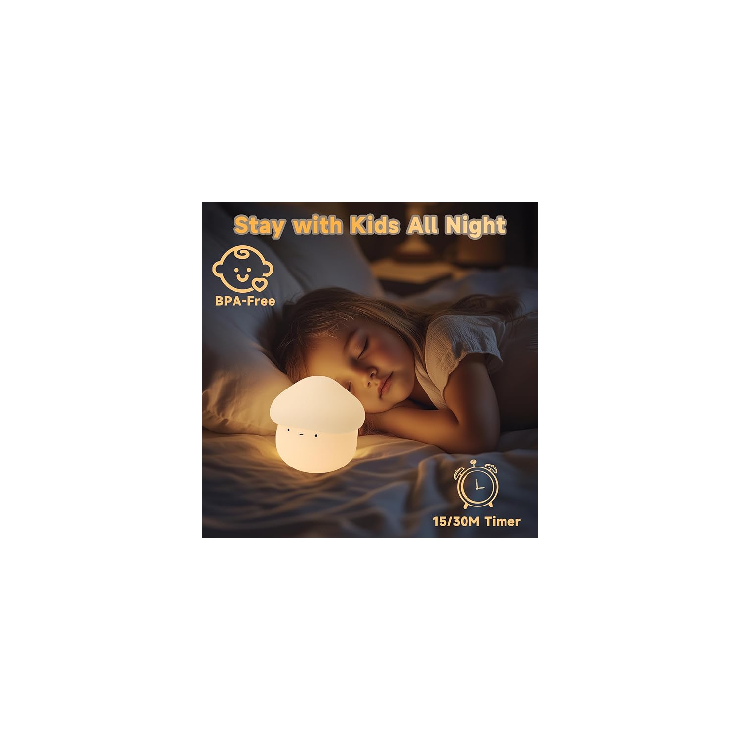 Veilleuse champignon pour enfants, lampe champignon en silicone avec minuterie, 2 niveaux d'intensité réglable pour chambre de bébé
