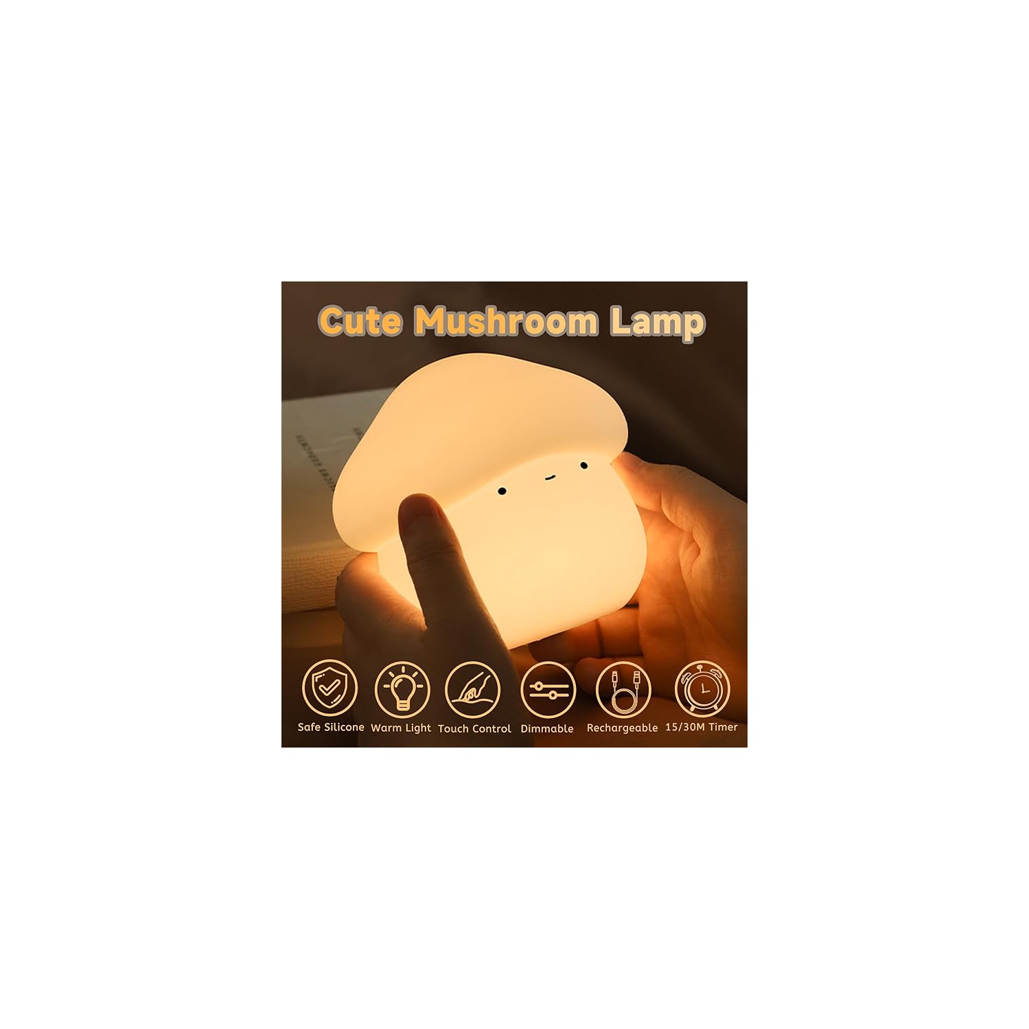 Veilleuse champignon pour enfants, lampe champignon en silicone avec minuterie, 2 niveaux d'intensité réglable pour chambre de bébé