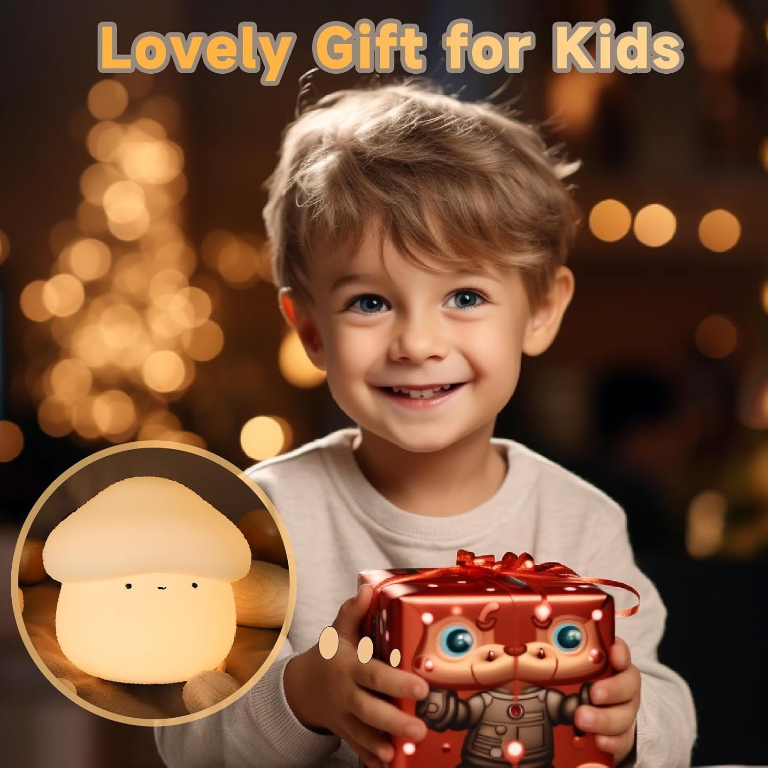 Veilleuse champignon pour enfants, lampe champignon en silicone avec minuterie, 2 niveaux d'intensité réglable pour chambre de bébé