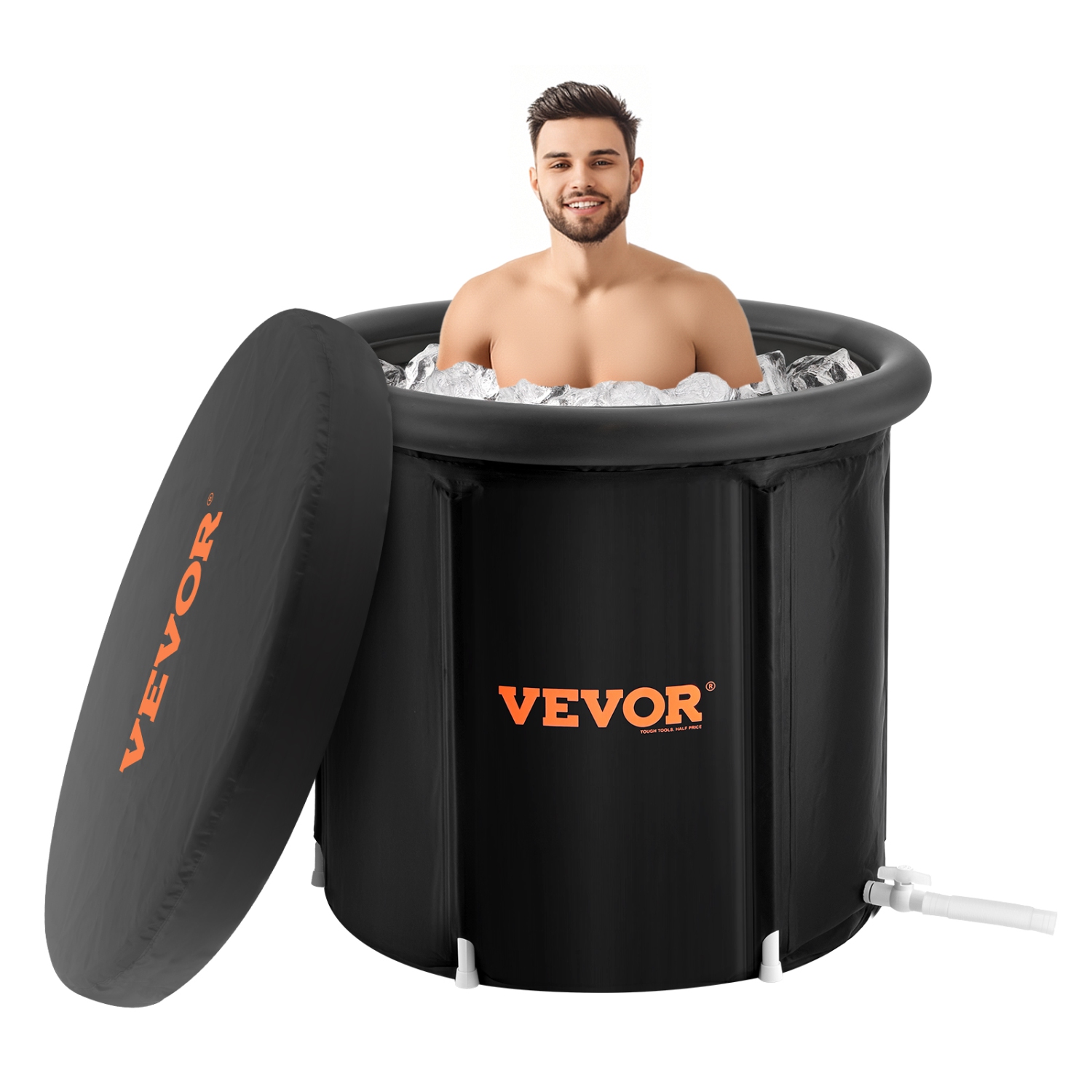 VEVOR 35.4"Lx30"H Ice Bath Tub, Cold Water Therapy Plunge Tub for Athlete, Portable Outdoor Ice Barrel Plunge Pool for Recovery, 98 Gal Inflatable