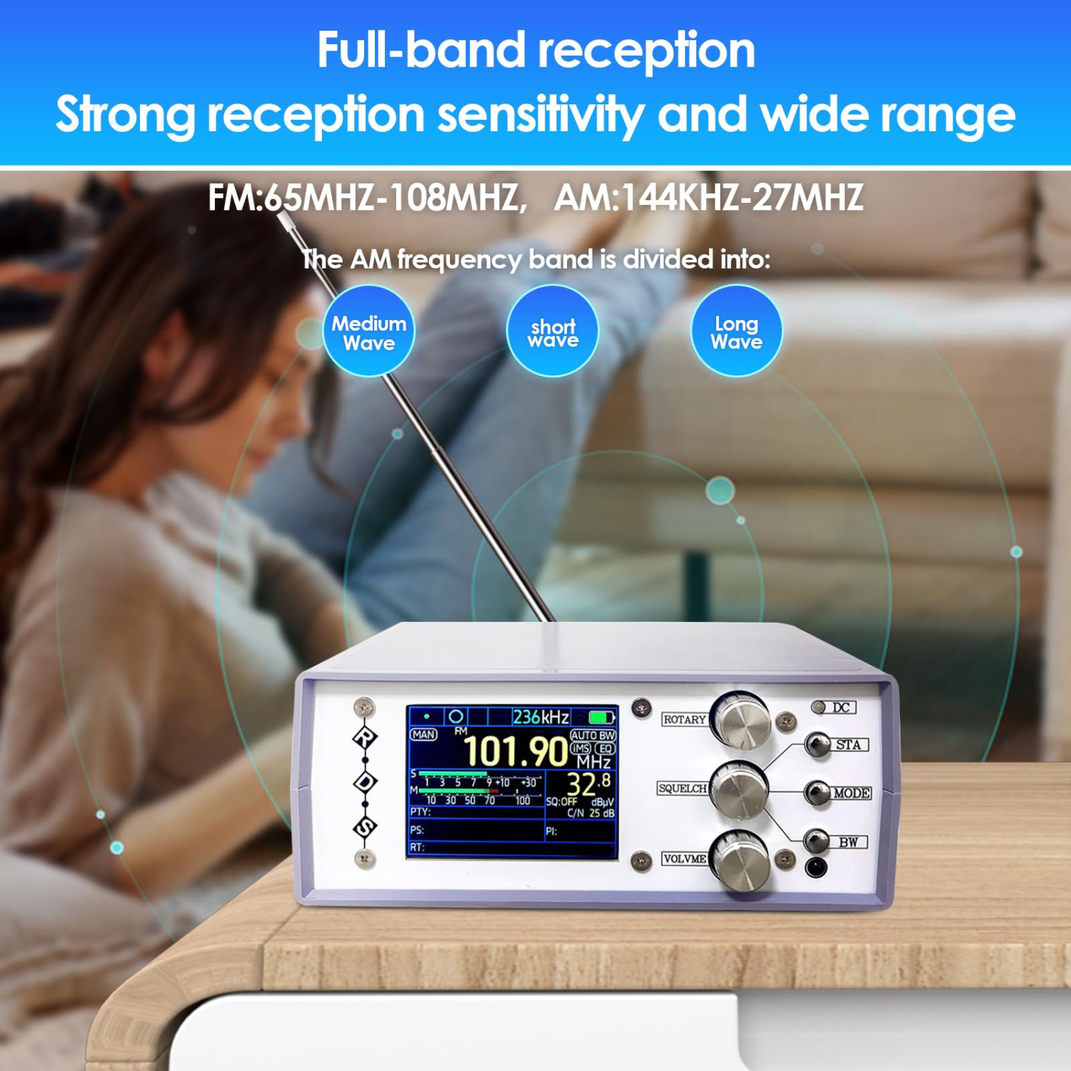 TEF6686 FM SW/MW/LW Récepteur radio DSP pleine bande RDS + batterie Chargeur de haut-parleur Antenne FM AM Radio