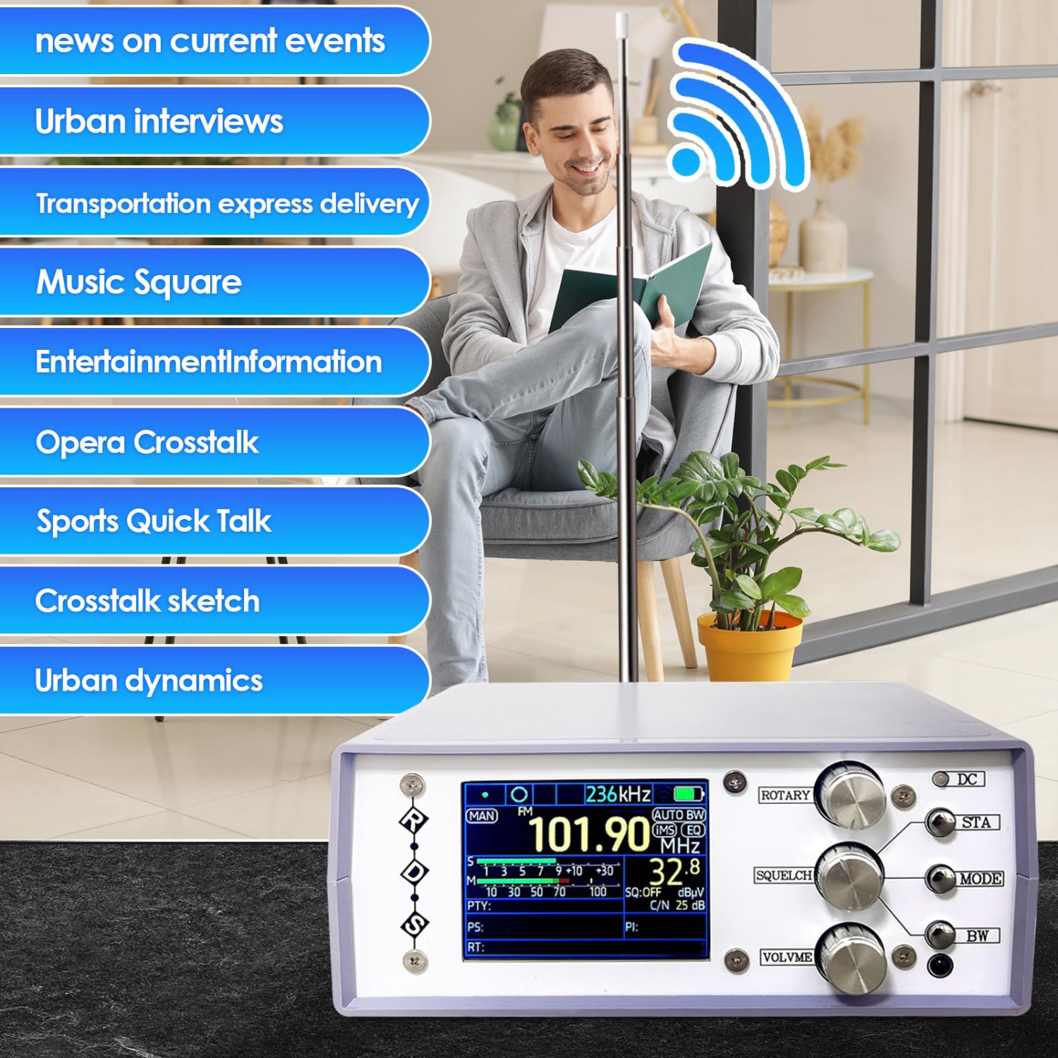 TEF6686 FM SW/MW/LW Récepteur radio DSP pleine bande RDS + batterie Chargeur de haut-parleur Antenne FM AM Radio