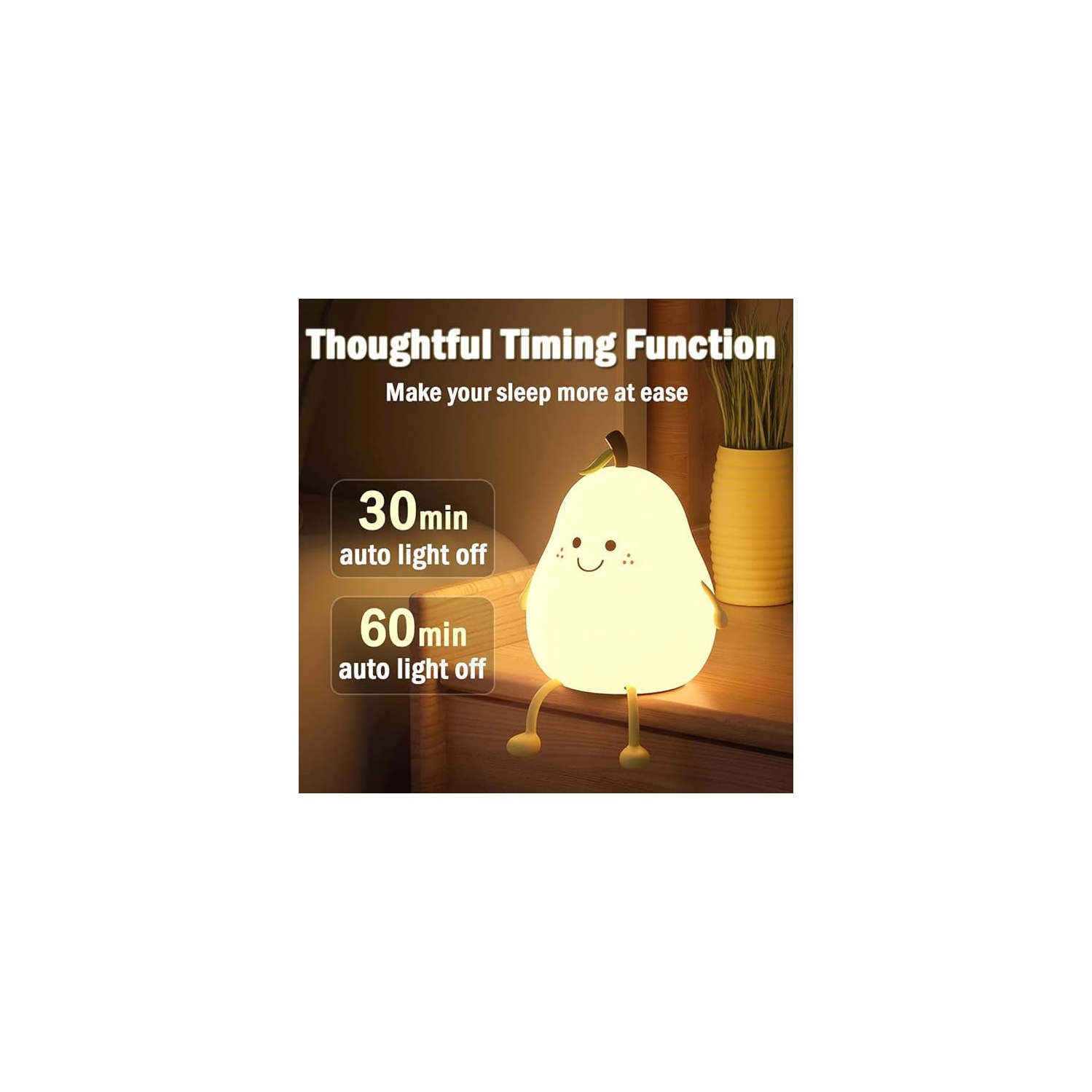 Veilleuse pour enfants&nbsp;: adorable lampe en silicone en forme de poire pour bébé, lampe Fruit LampLight pour garçons et filles, veilleuse