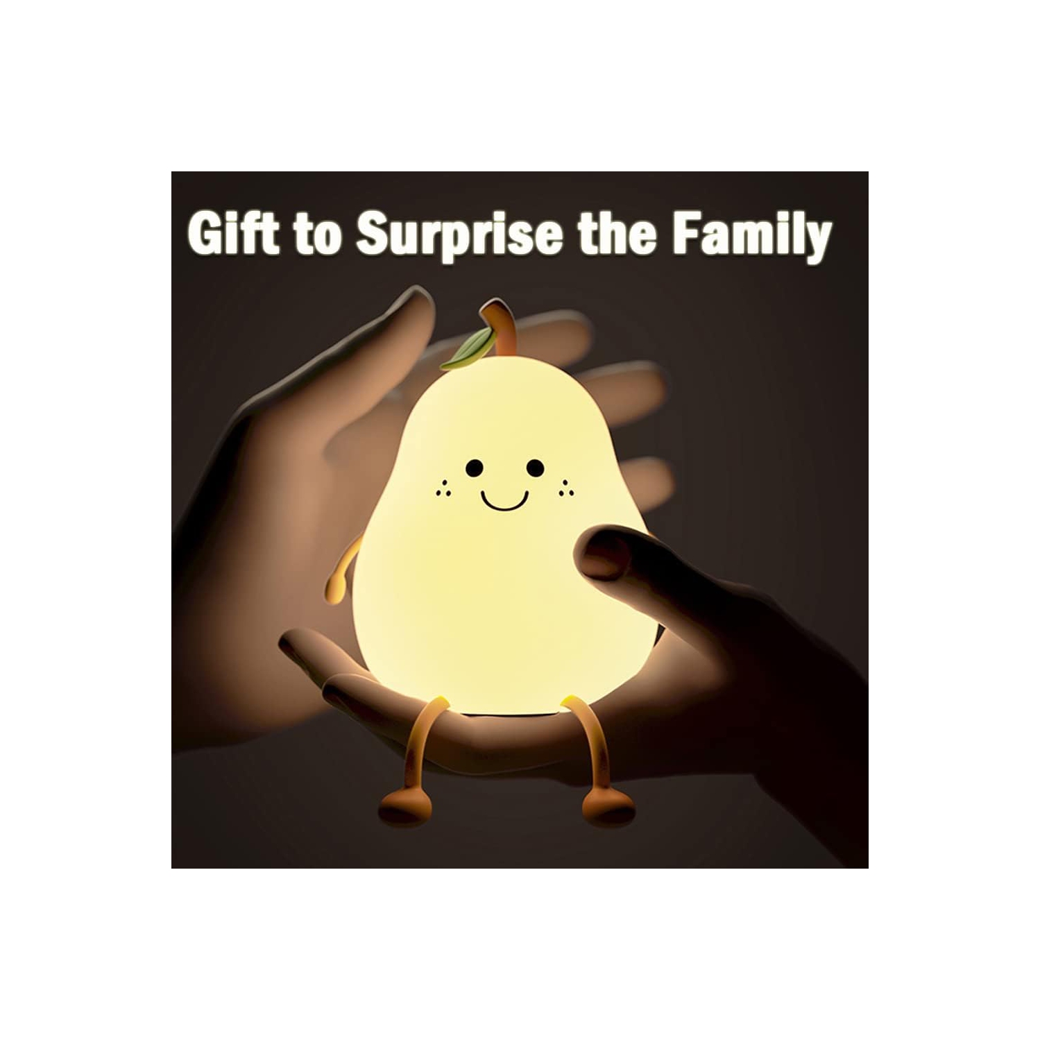 Veilleuse pour enfants&nbsp;: adorable lampe en silicone en forme de poire pour bébé, lampe Fruit LampLight pour garçons et filles, veilleuse