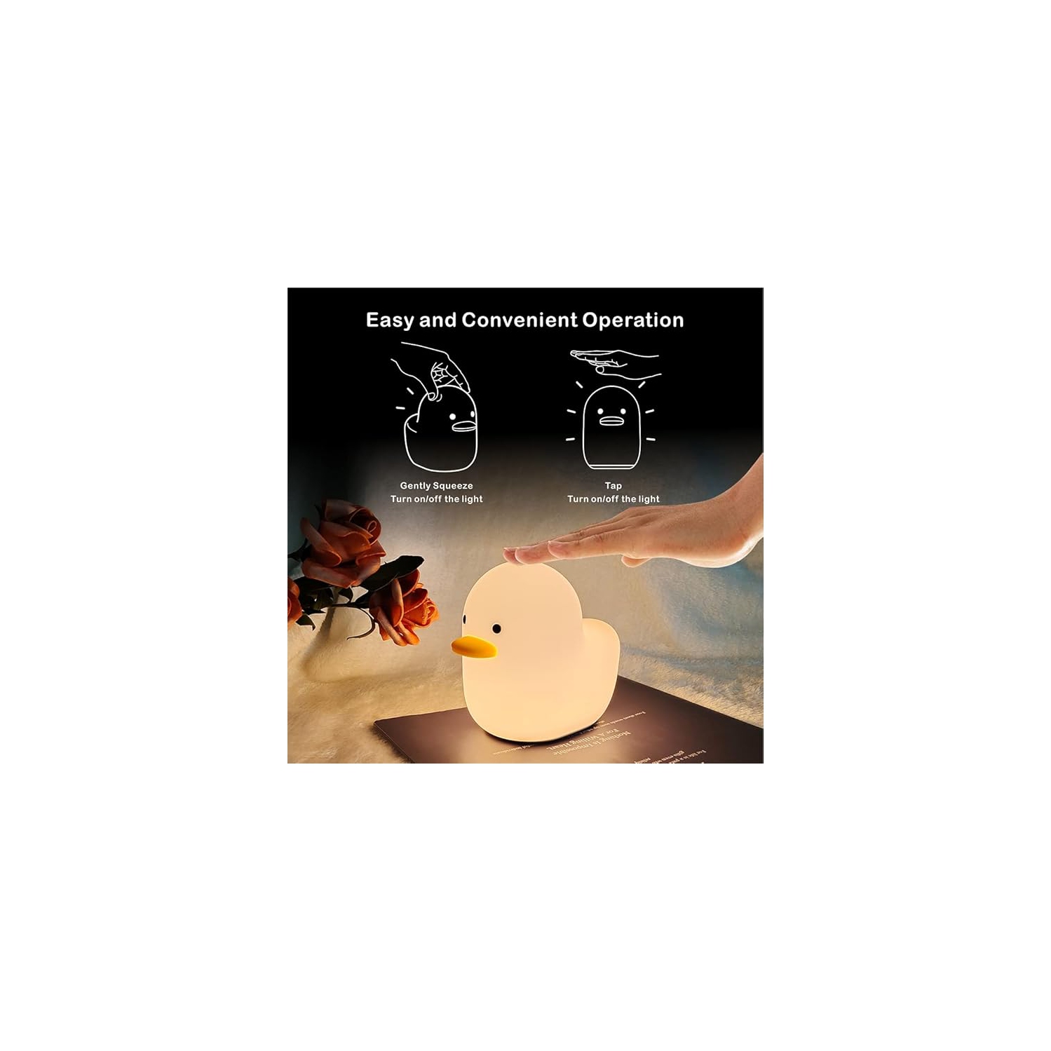 Kids Night Light, Cute Silicone Duck Nursery Lamp for Baby and Toddler,Animal Night Light,Squishy Night Light for Bedroom and Kids Room(Duck)