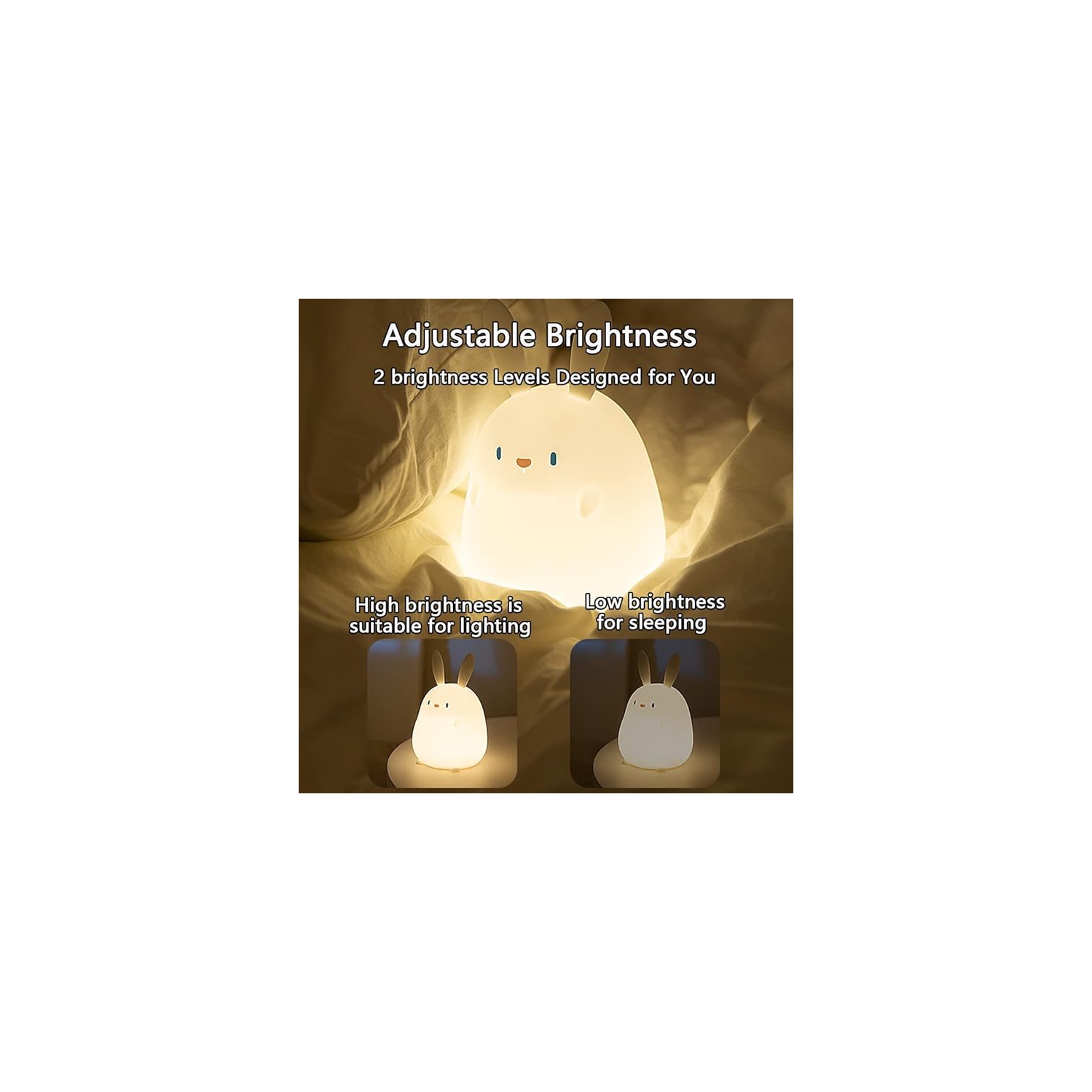 Veilleuse pour enfants, jolie lampe en silicone en forme de lapin pour bébé et tout-petit, veilleuse animale pour chambre à coucher, lampe de chevet
