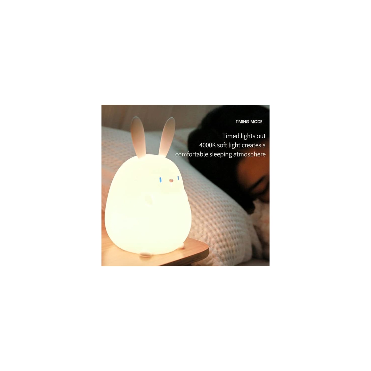 Veilleuse pour enfants, jolie lampe en silicone en forme de lapin pour bébé et tout-petit, veilleuse animale pour chambre à coucher, lampe de chevet