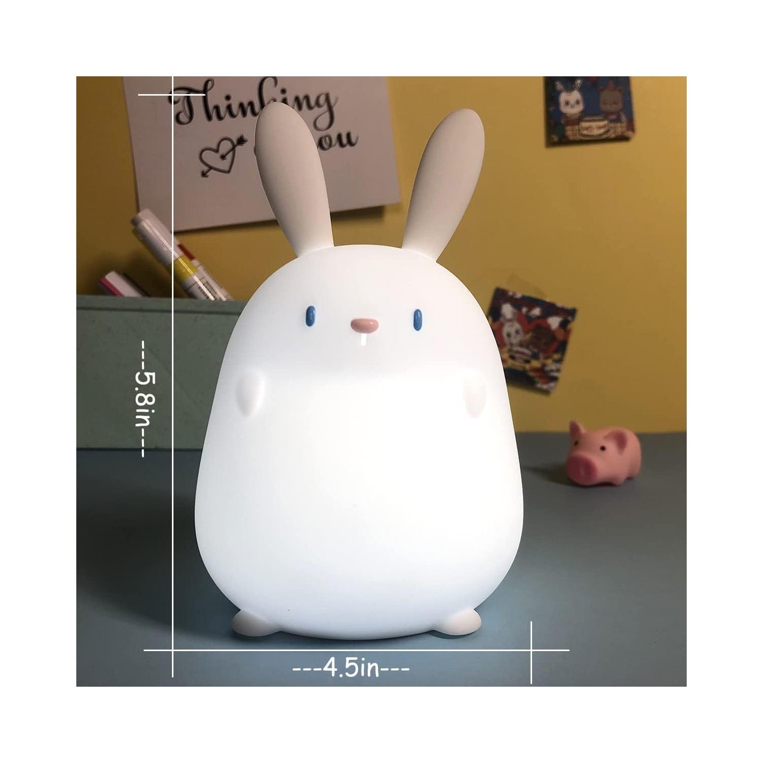Veilleuse pour enfants, jolie lampe en silicone en forme de lapin pour bébé et tout-petit, veilleuse animale pour chambre à coucher, lampe de chevet