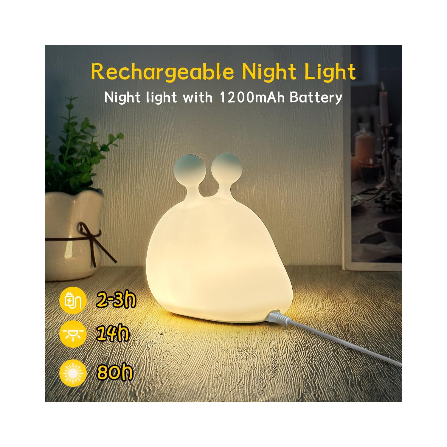 Veilleuse pour enfants, lampe à luge en silicone pour bébé et tout-petit, veilleuse animale pour garçons et filles, lampe de nuit douce amusante pour
