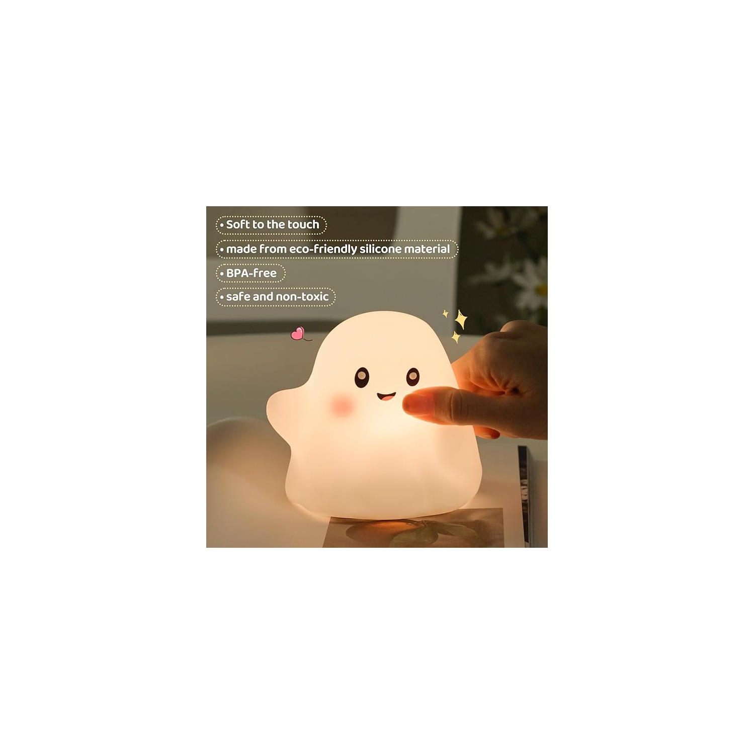 Veilleuse pour enfants – Cute lampe de chambre de bébé en silicone avec LED de qualité supérieure, lampe tactile à intensité réglable pour les yeux