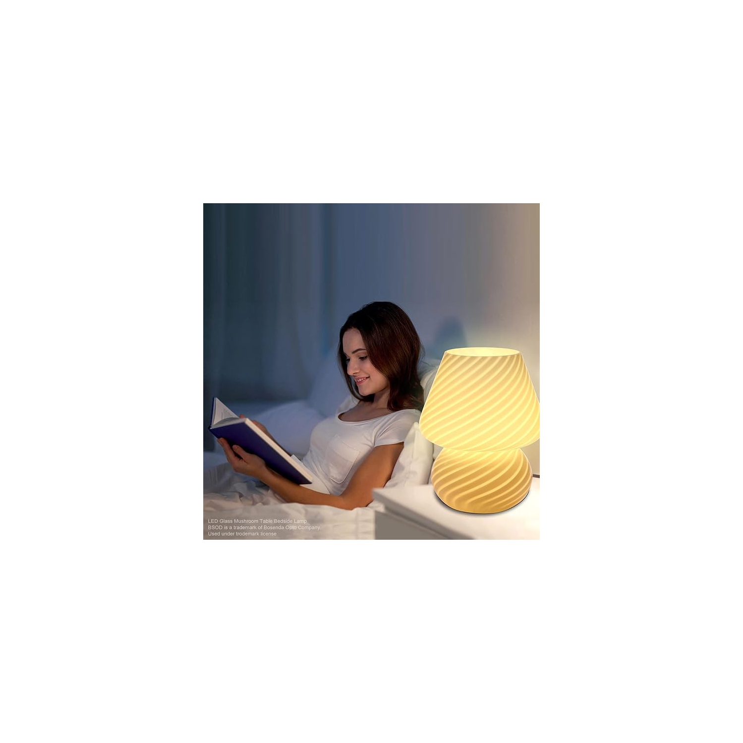 Lampe champignon,Table de chevet en verre Murano translucide à rayures rétro Petit tourbillon de veilleuse pour ambiance,Enfants,Chambre,Vie