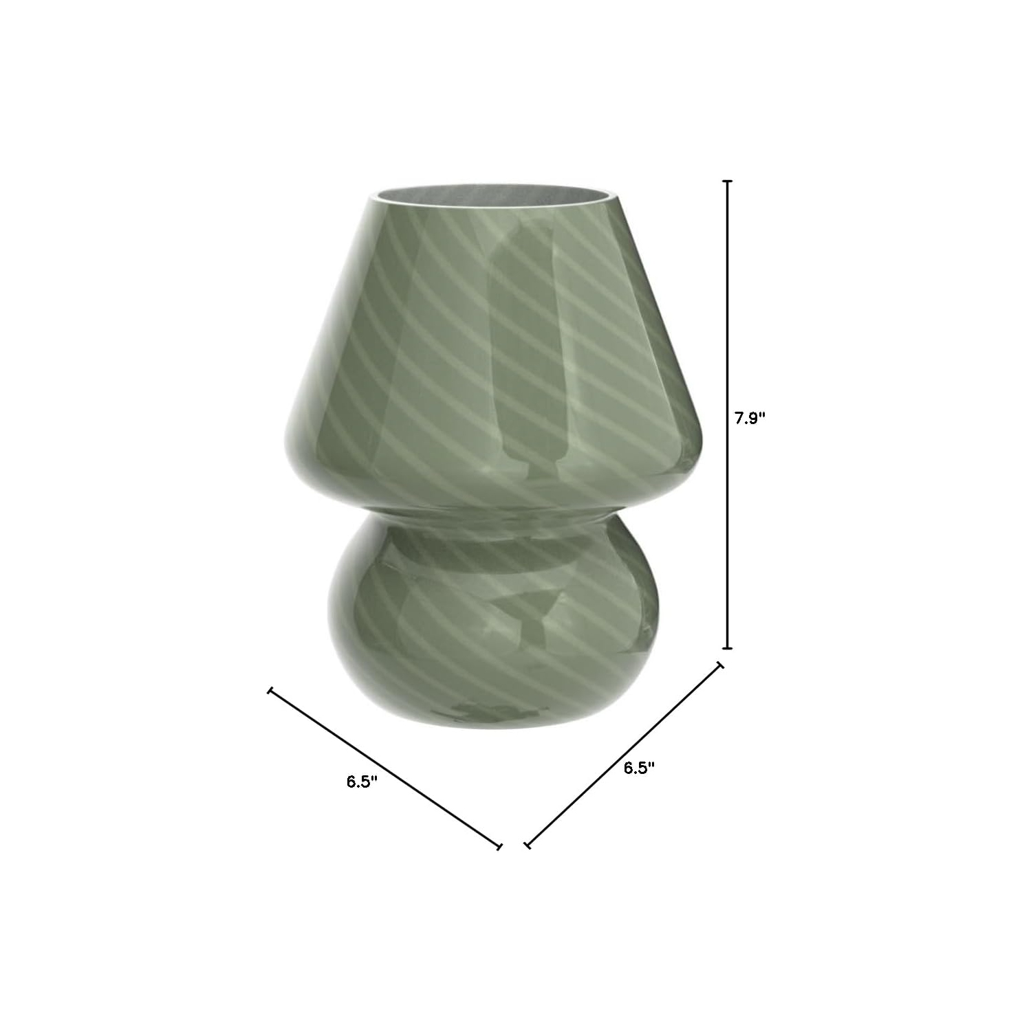 Lampe champignon,Table de chevet en verre Murano translucide à rayures rétro Petit tourbillon de veilleuse pour ambiance,Enfants,Chambre,Vie