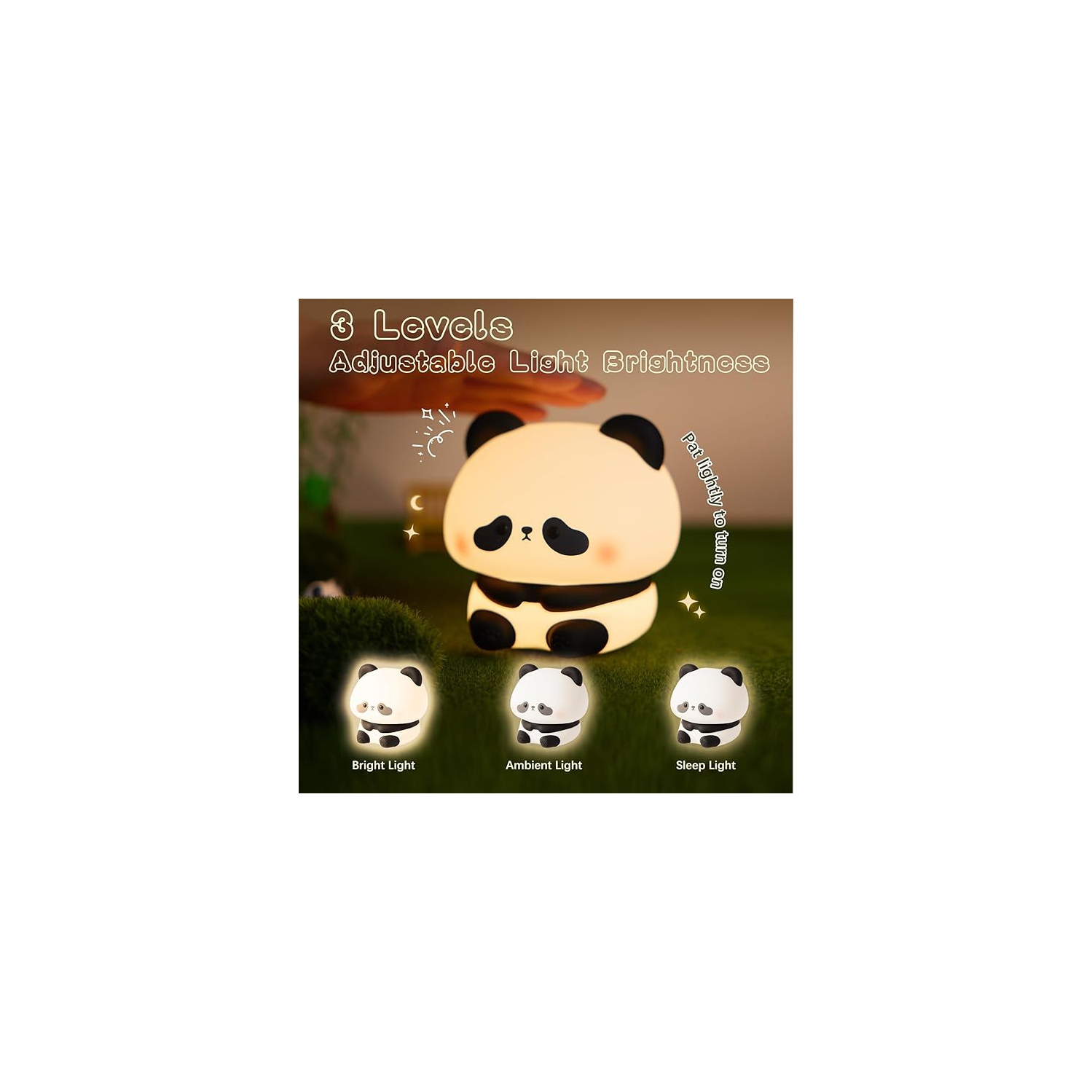 Veilleuse en forme de panda, veilleuse en forme d'animal de fantaisie à modeler de LED, veilleuse en silicone de qualité alimentaire à 3 niveaux