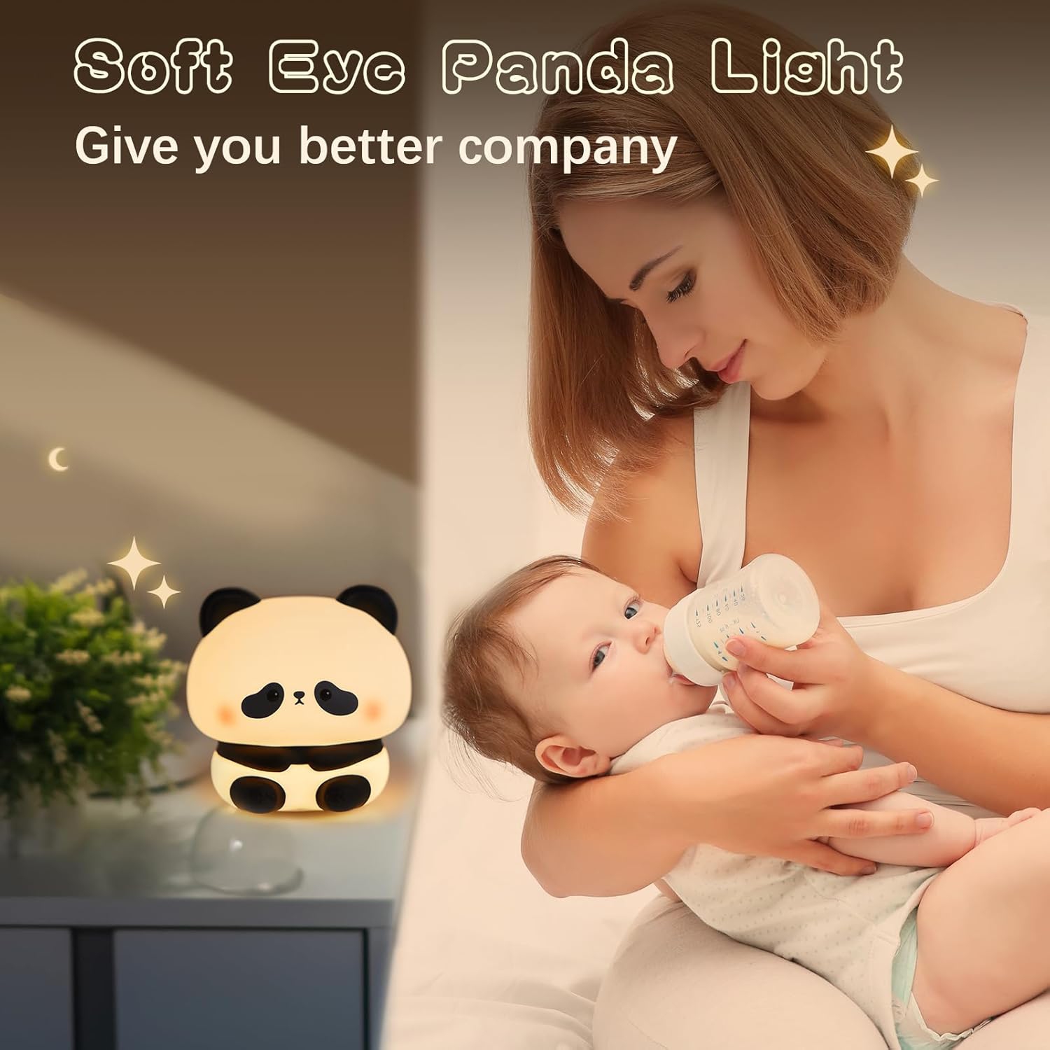 Veilleuse en forme de panda, veilleuse en forme d'animal de fantaisie à modeler de LED, veilleuse en silicone de qualité alimentaire à 3 niveaux