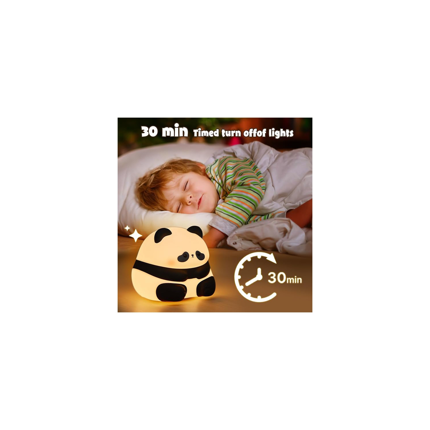Cute Panda Night Light LED Silicone Squishy Animal Lamp for Nursery – for Boys and Girls – Fun Room Decor – Soft and Safe Breastfeeding Light