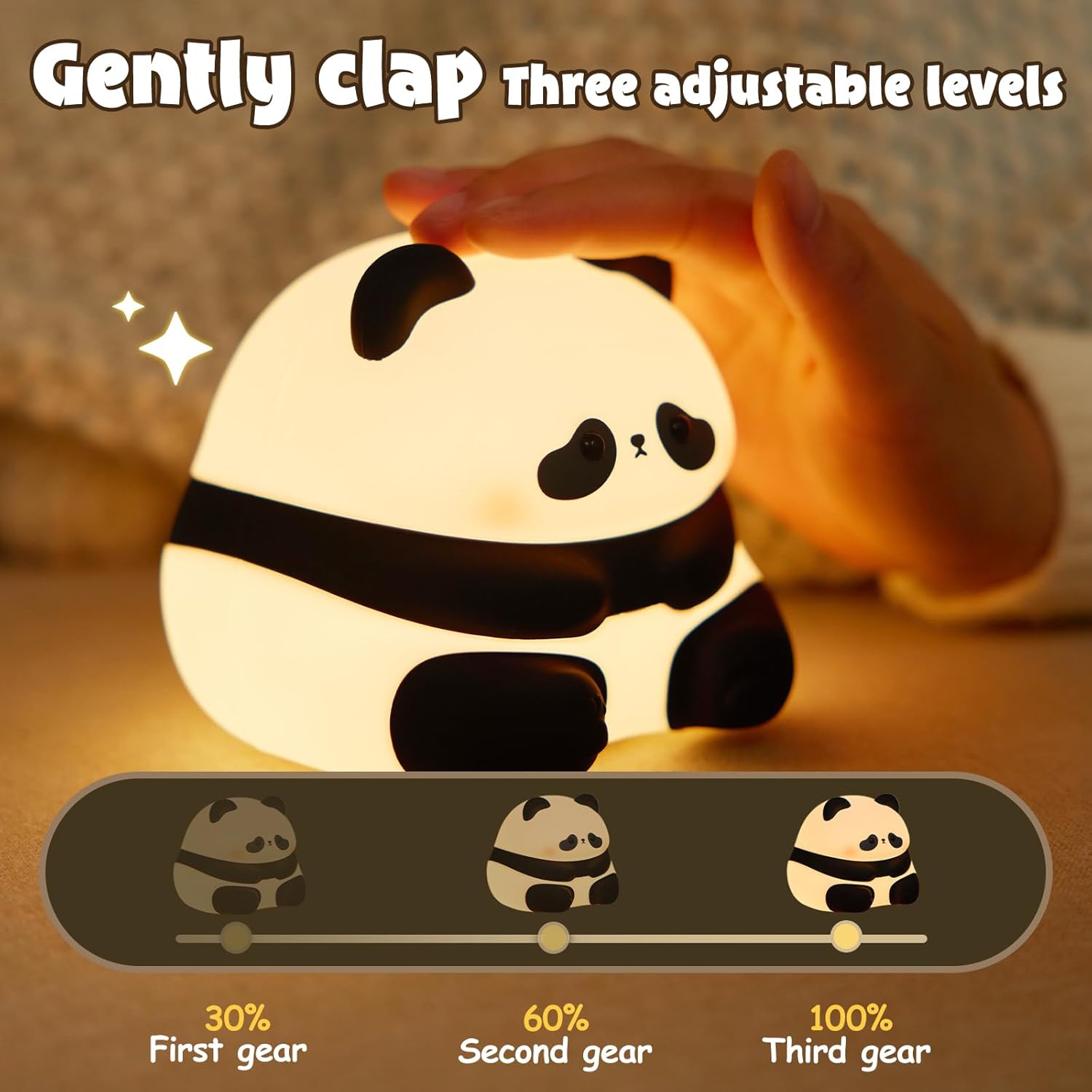 Cute Panda Night Light LED Silicone Squishy Animal Lamp for Nursery – for Boys and Girls – Fun Room Decor – Soft and Safe Breastfeeding Light