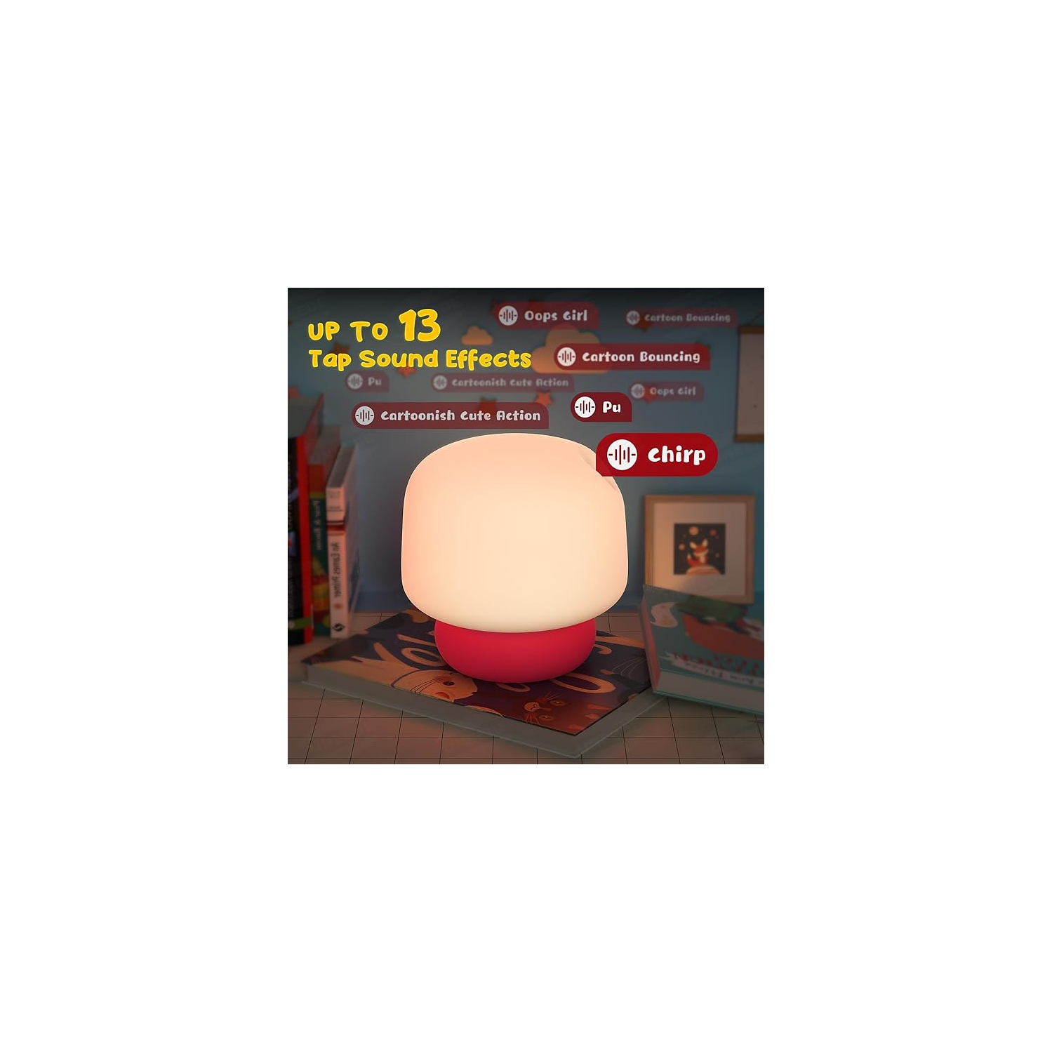 Mushroom Night Light for Kids with 13 Sound Effects Cute Mushroom Decor, Squishy Nursery Mushroom Lamp with Timer for Gift