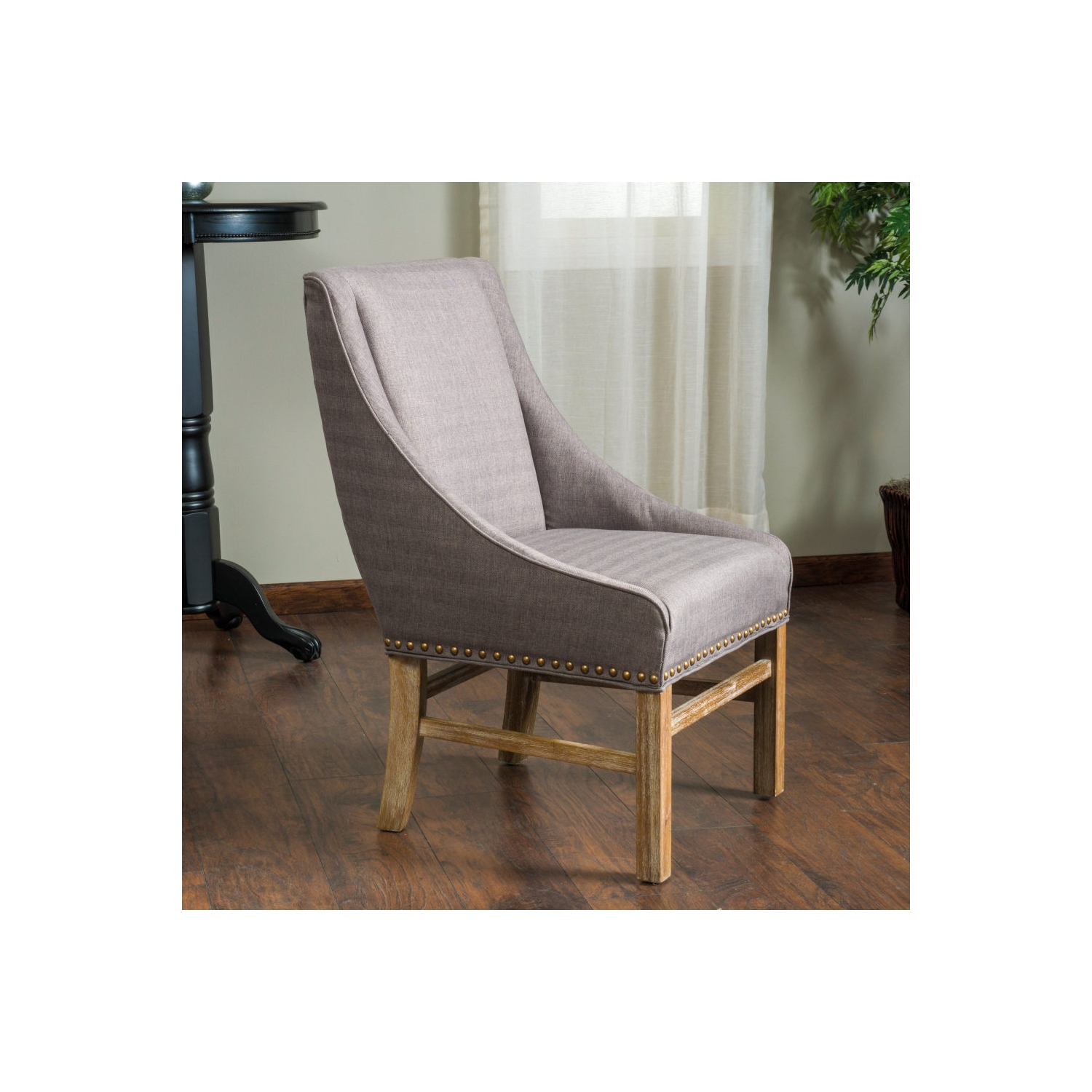 Chaise de salle à manger rembourrée YOULIGHTS, chaise de salle à manger contemporaine avec revêtement en peluche, pattes fuselées, bordure cloutée et