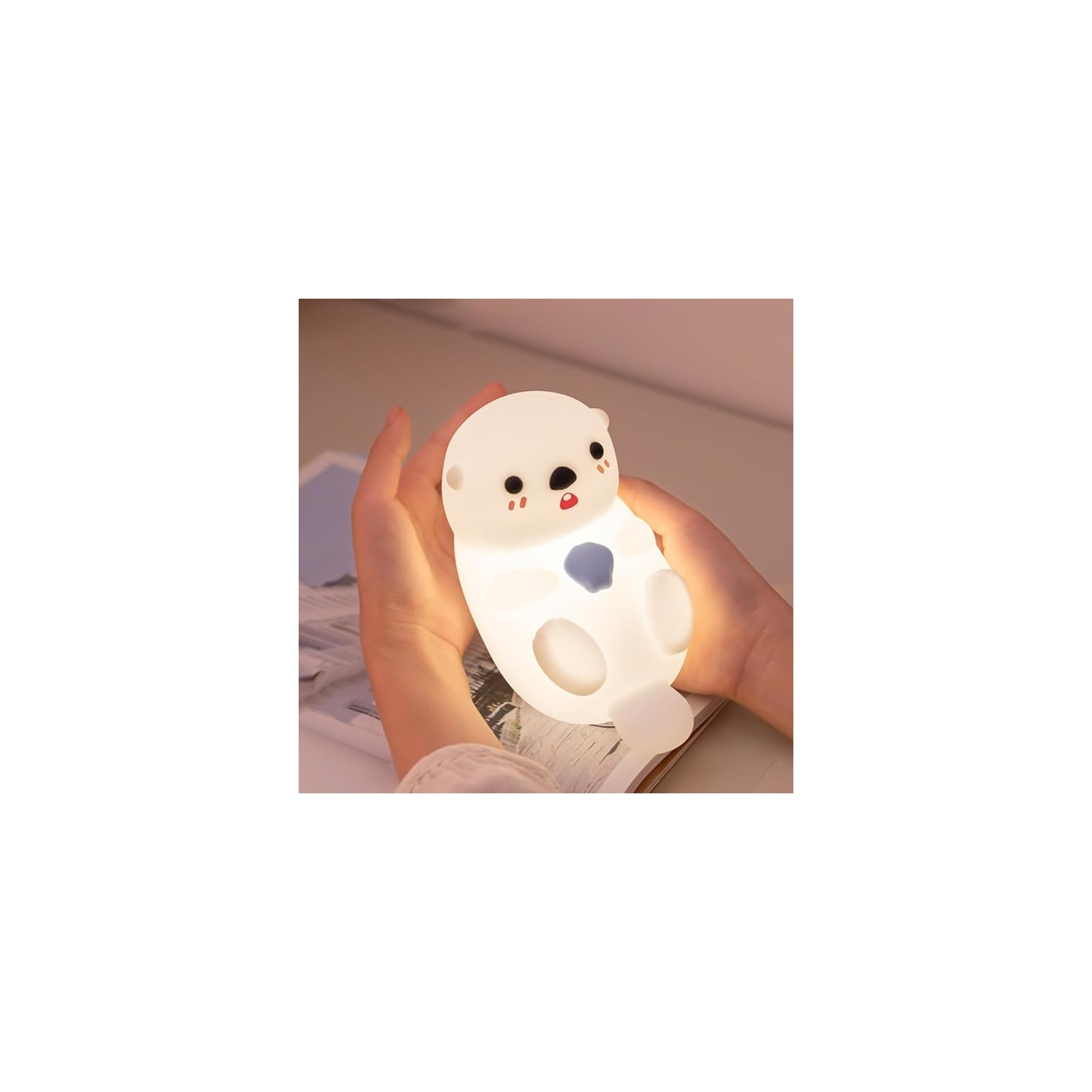 Cute Otter Night Light, Night Light Touch Sea Otter Nightlights USB Rechargeable Bedside Light for Baby Children Toddlers Girls Gift