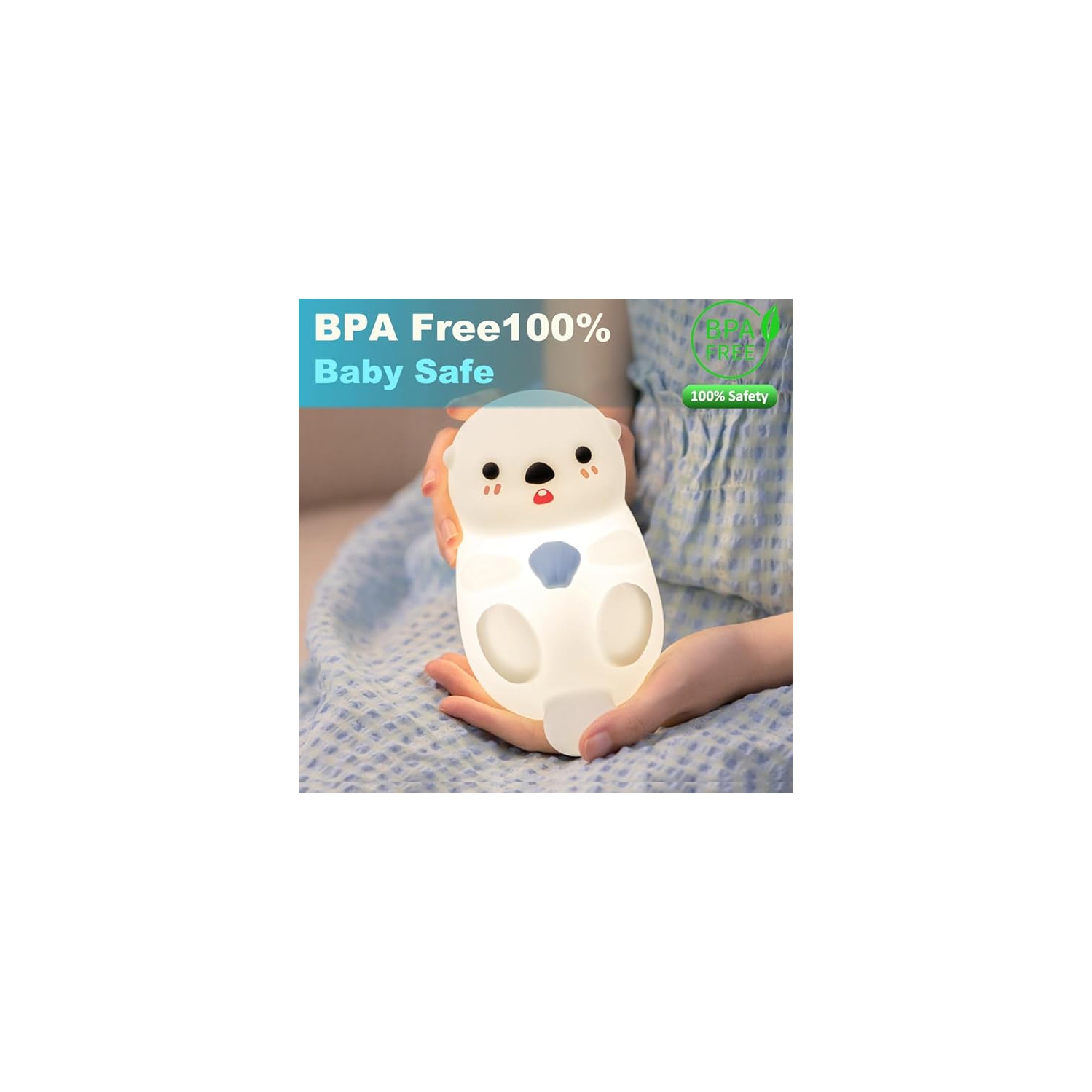 Cute Otter Night Light, Night Light Touch Sea Otter Nightlights USB Rechargeable Bedside Light for Baby Children Toddlers Girls Gift