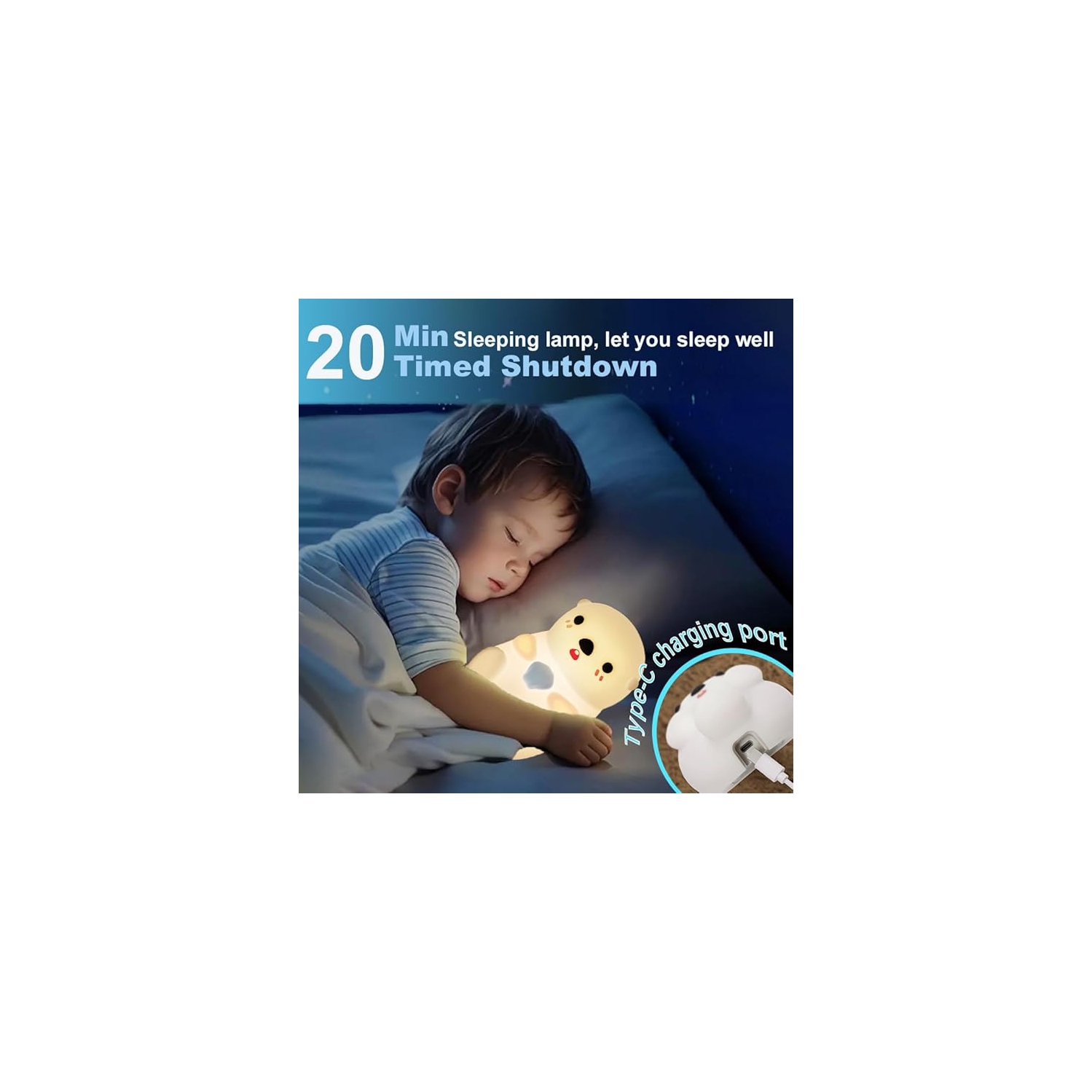 Cute Otter Night Light, Night Light Touch Sea Otter Nightlights USB Rechargeable Bedside Light for Baby Children Toddlers Girls Gift