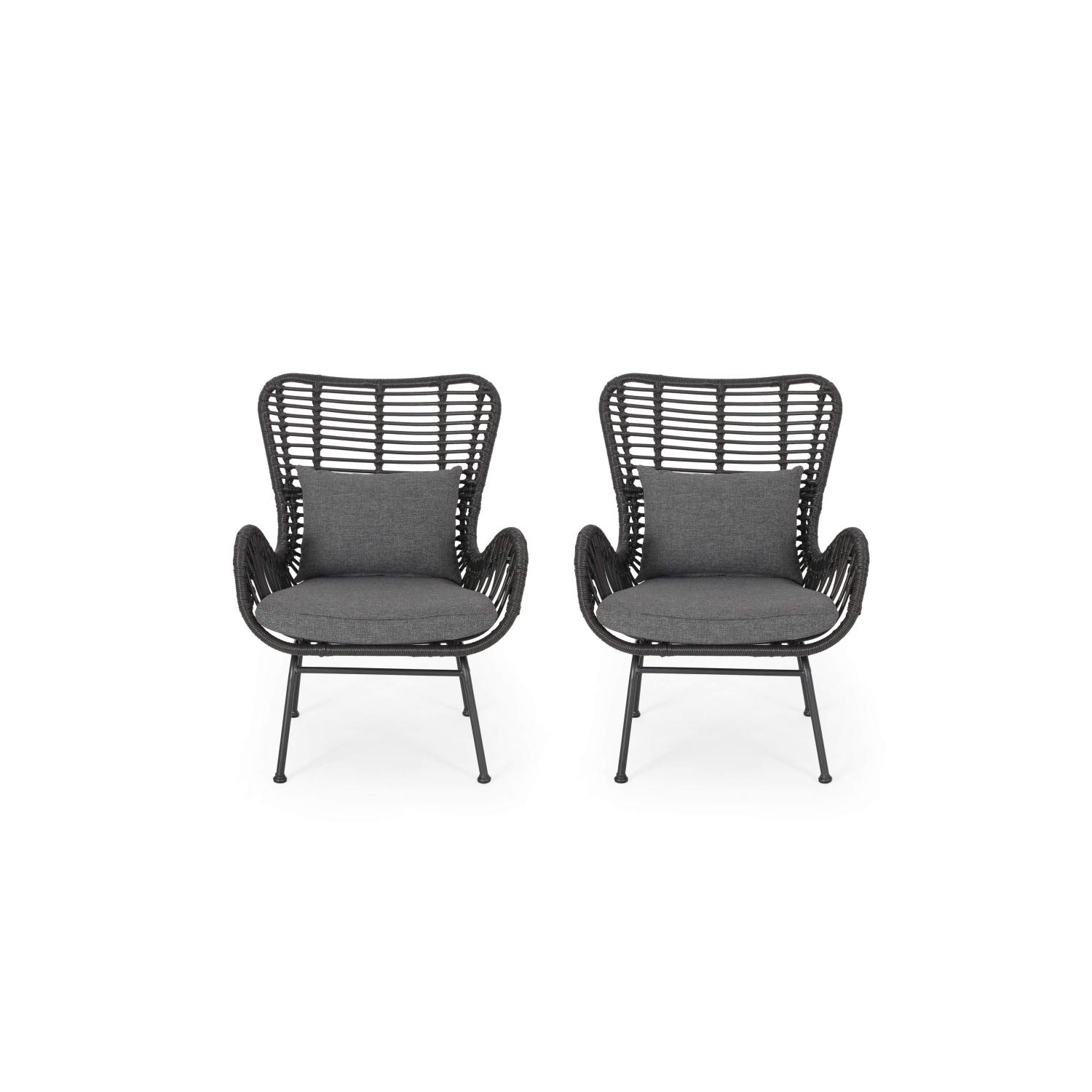 YOULIGHTS – Chaises de patio modernes pour l'extérieur, chaises en rotin tissé, chaises en rotin de polyester avec coussins et acier pour la véranda,