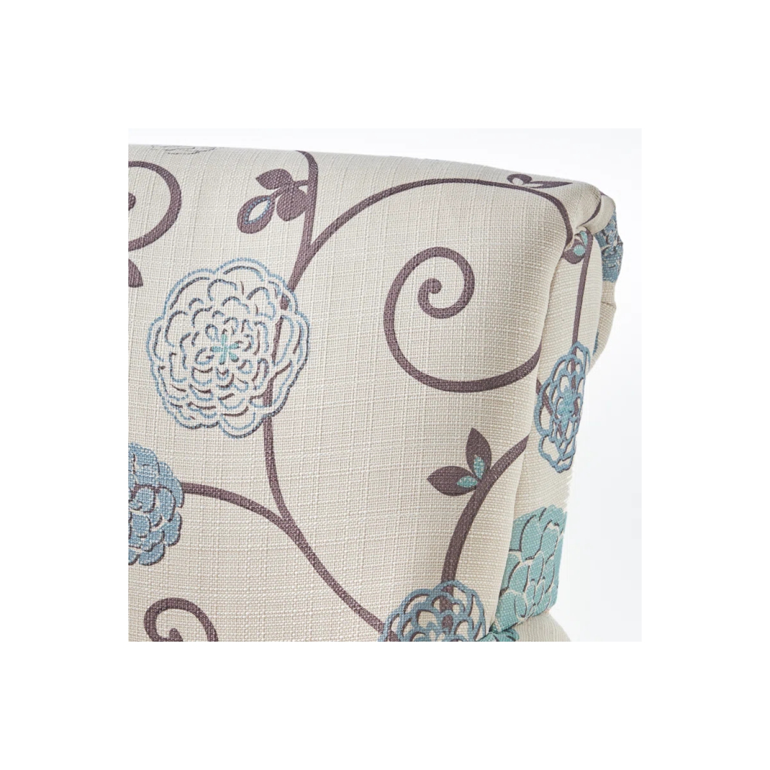 YOULIGHTS Fabric floral club chair, upholstered chair with curled arms and birch legs, blue flowers, for living rooms, small spaces