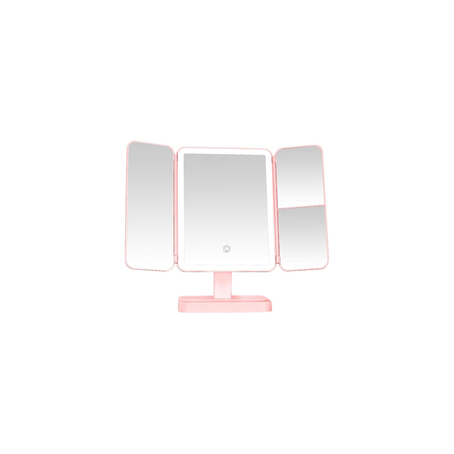 Vanity Mirror with Lights, 2X 3X 10X Magnification, Touch Control, Trifold Makeup Mirror, Dual Power Supply, Portable LED Vanity Mirror(Pink)